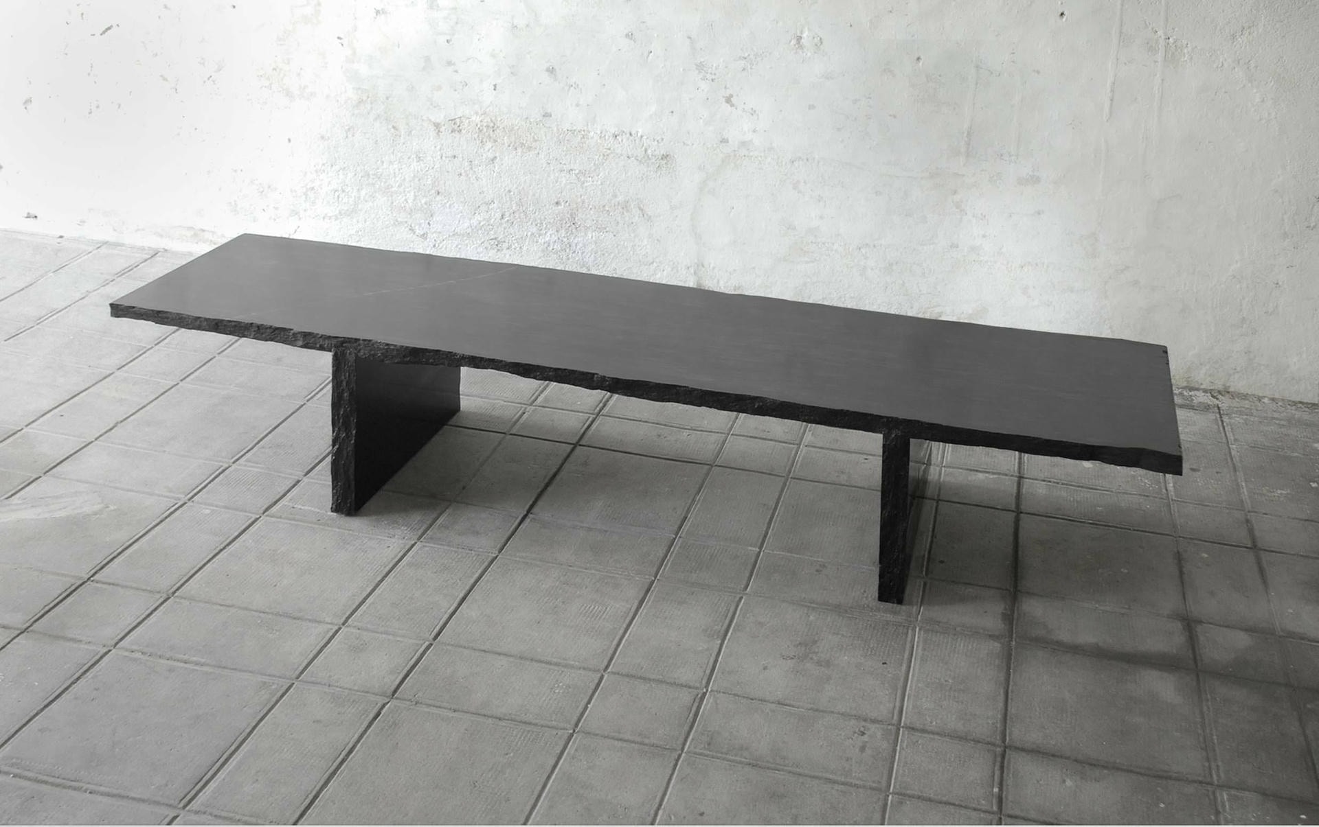 Sculpted Natural Black Marble Slate Coffee Table by Frederic Saulou 3