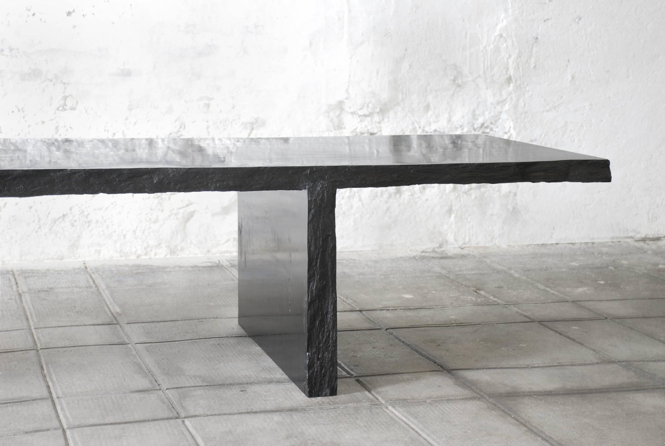Sculpted Natural Black Marble Slate Coffee Table by Frederic Saulou 6