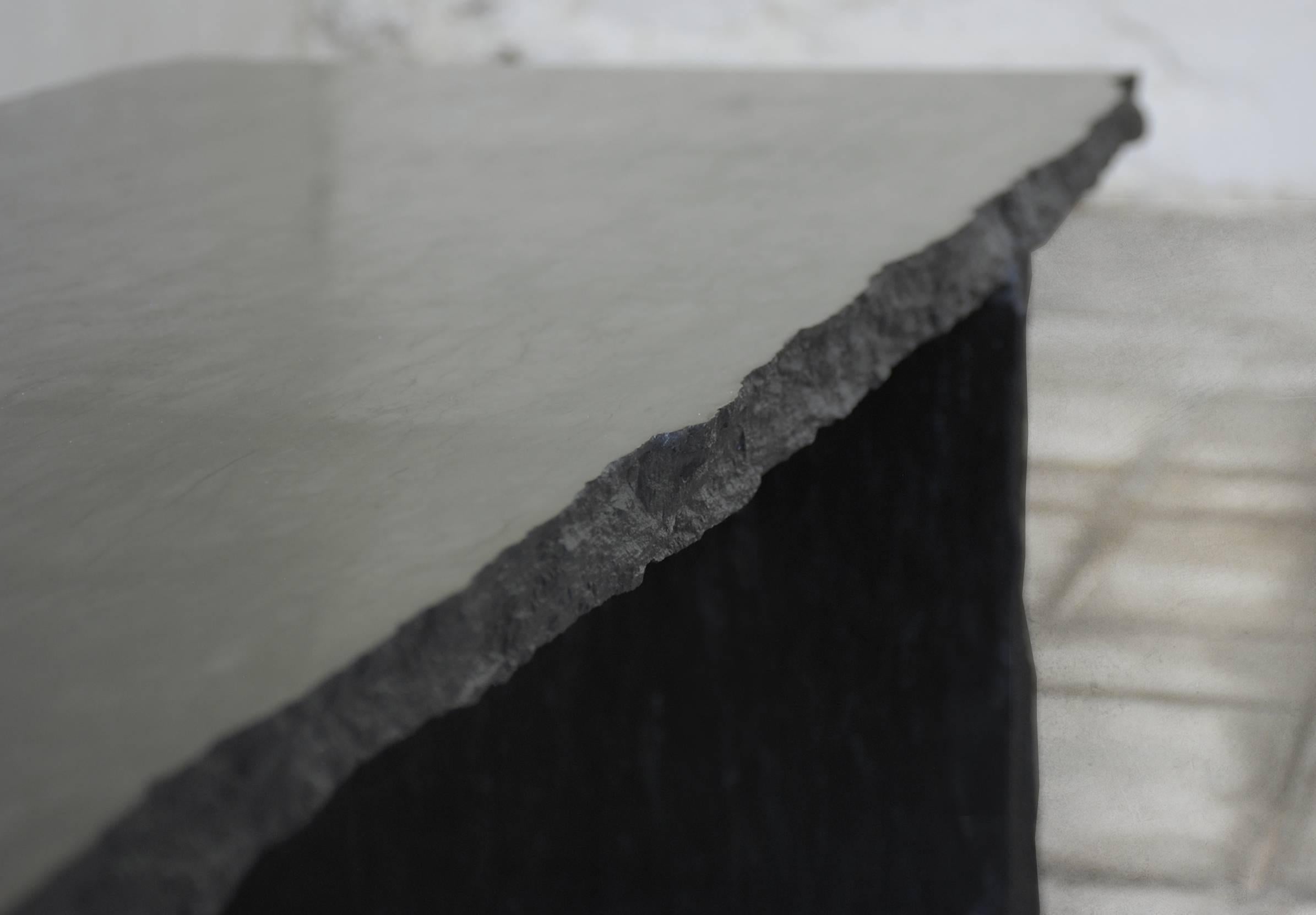 Sculpted Natural Black Marble Slate Coffee Table by Frederic Saulou 9