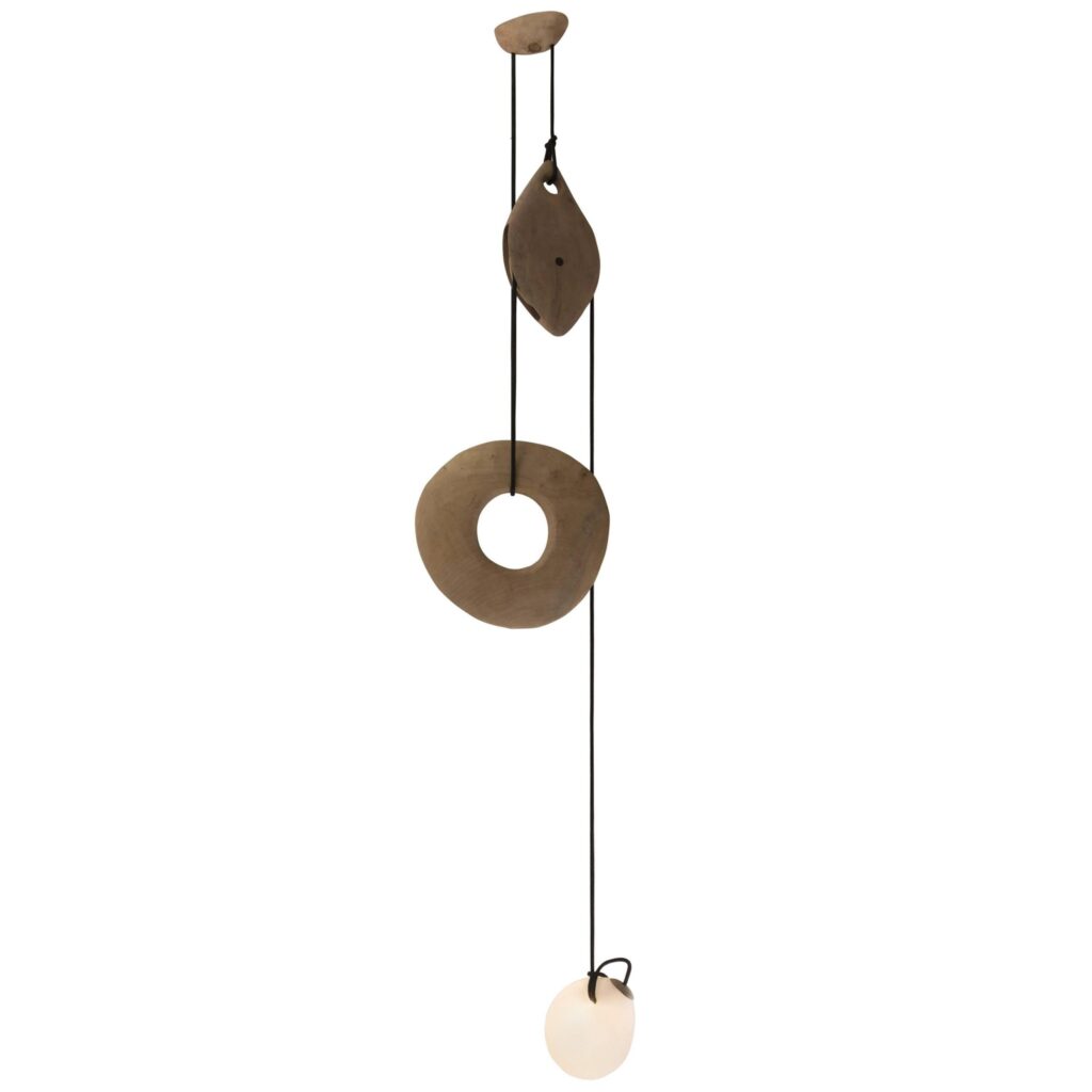 Suspended Sculptural Pendant Lamp Organic Wood Glass by Jrme Pereira 1