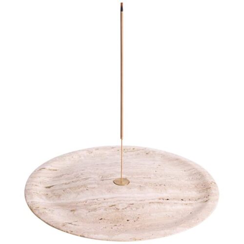 Travertine Incense Plate Sculpted by Henry Wilson 0