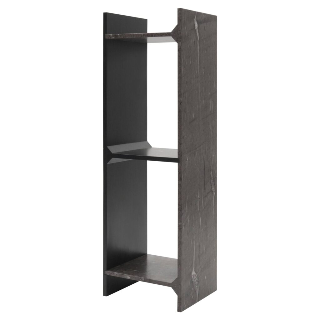 Two Floors Organic Form Dark Brown Marble Shelf by Frdric Saulou 1