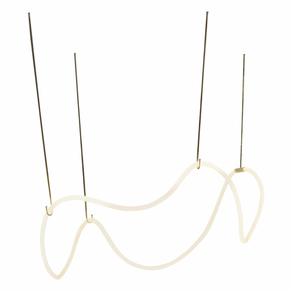 Unique Contemporary Flexible Form Satin Brass Pendant Light by Morghen Studio 1