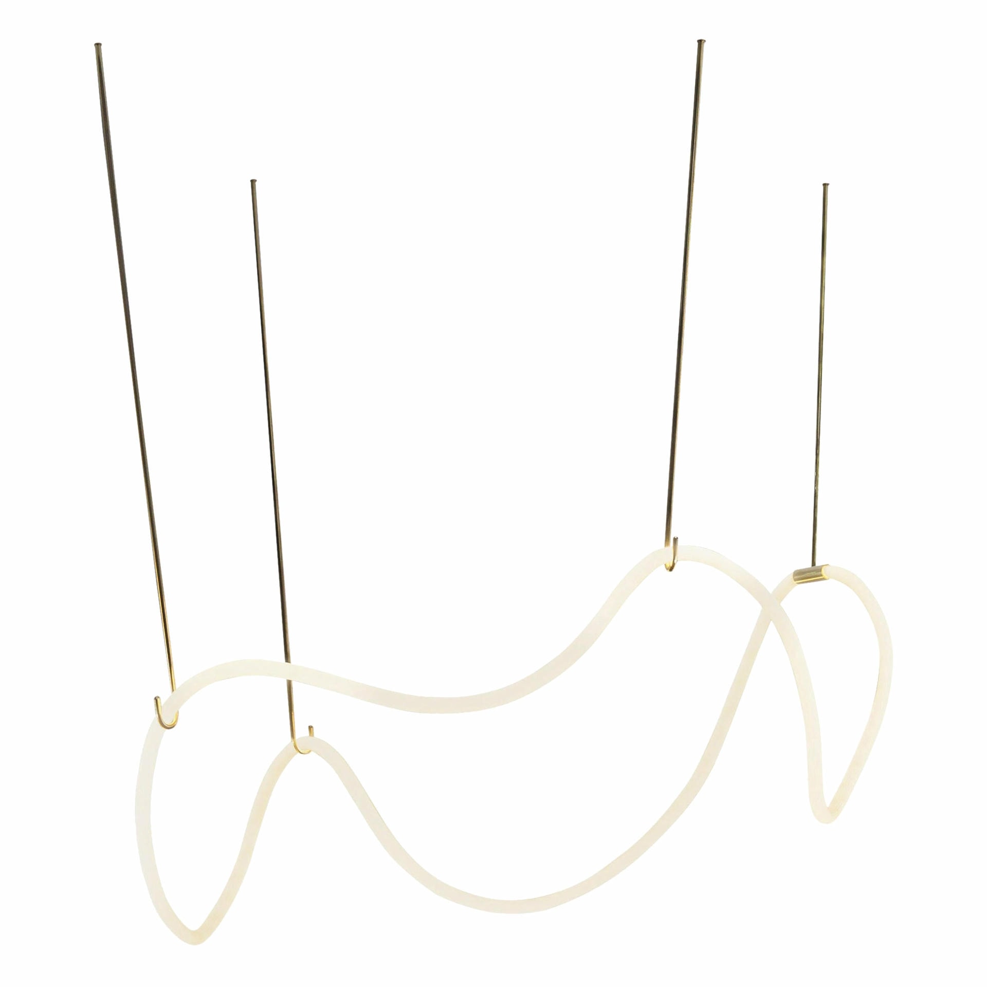 Unique Contemporary Flexible Form Satin Brass Pendant Light by Morghen Studio 1