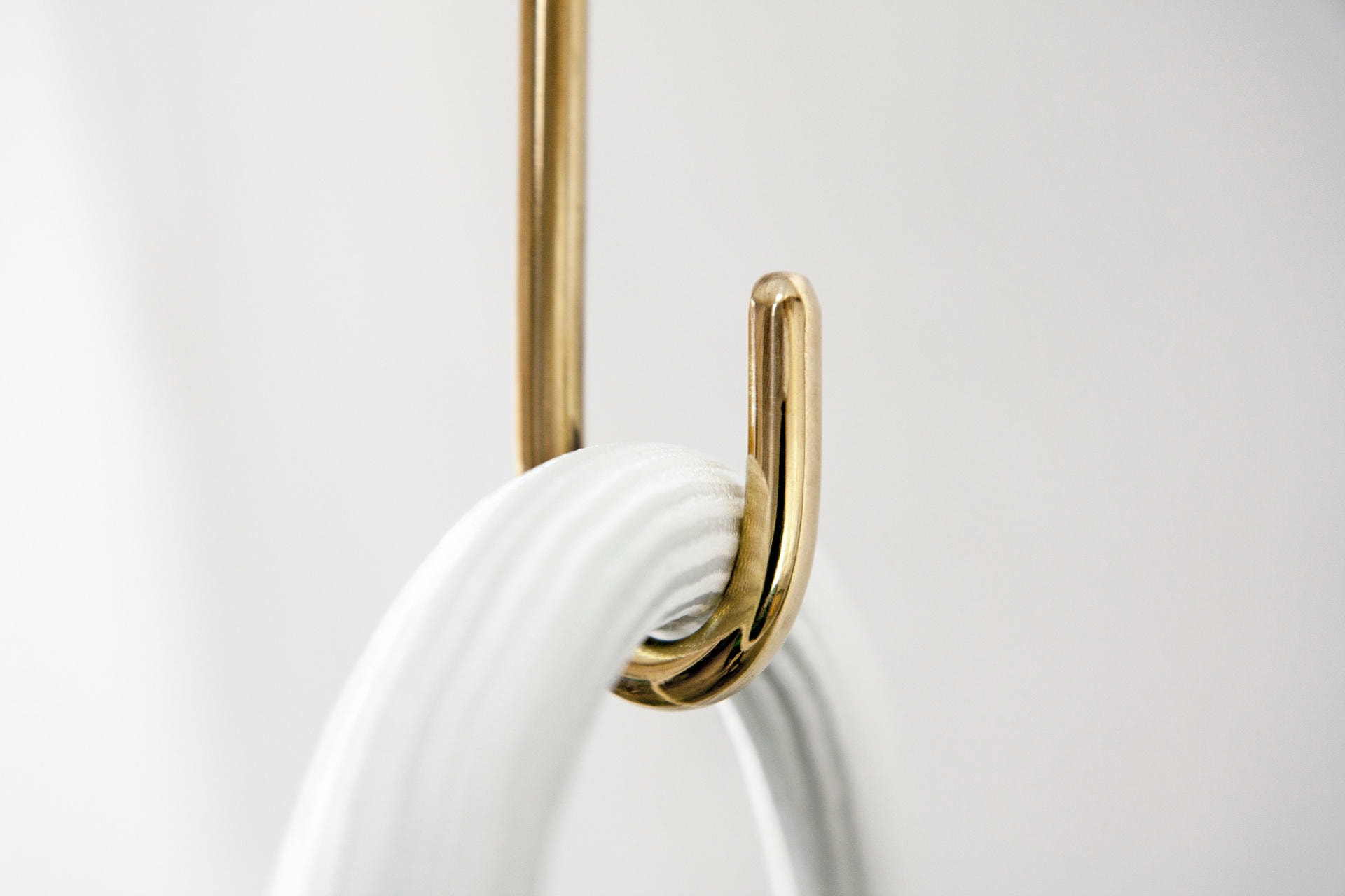 Unique Contemporary Flexible Form Satin Brass Pendant Light by Morghen Studio 4