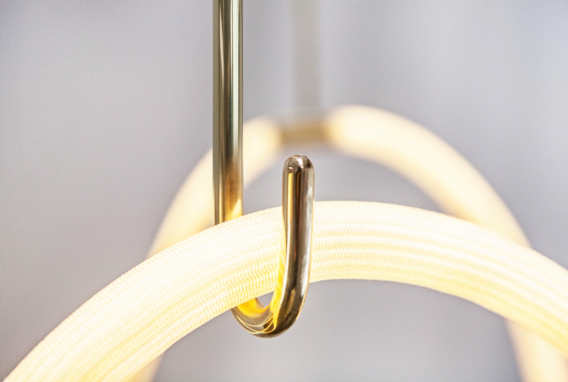 Unique Contemporary Flexible Form Satin Brass Pendant Light by Morghen Studio 7
