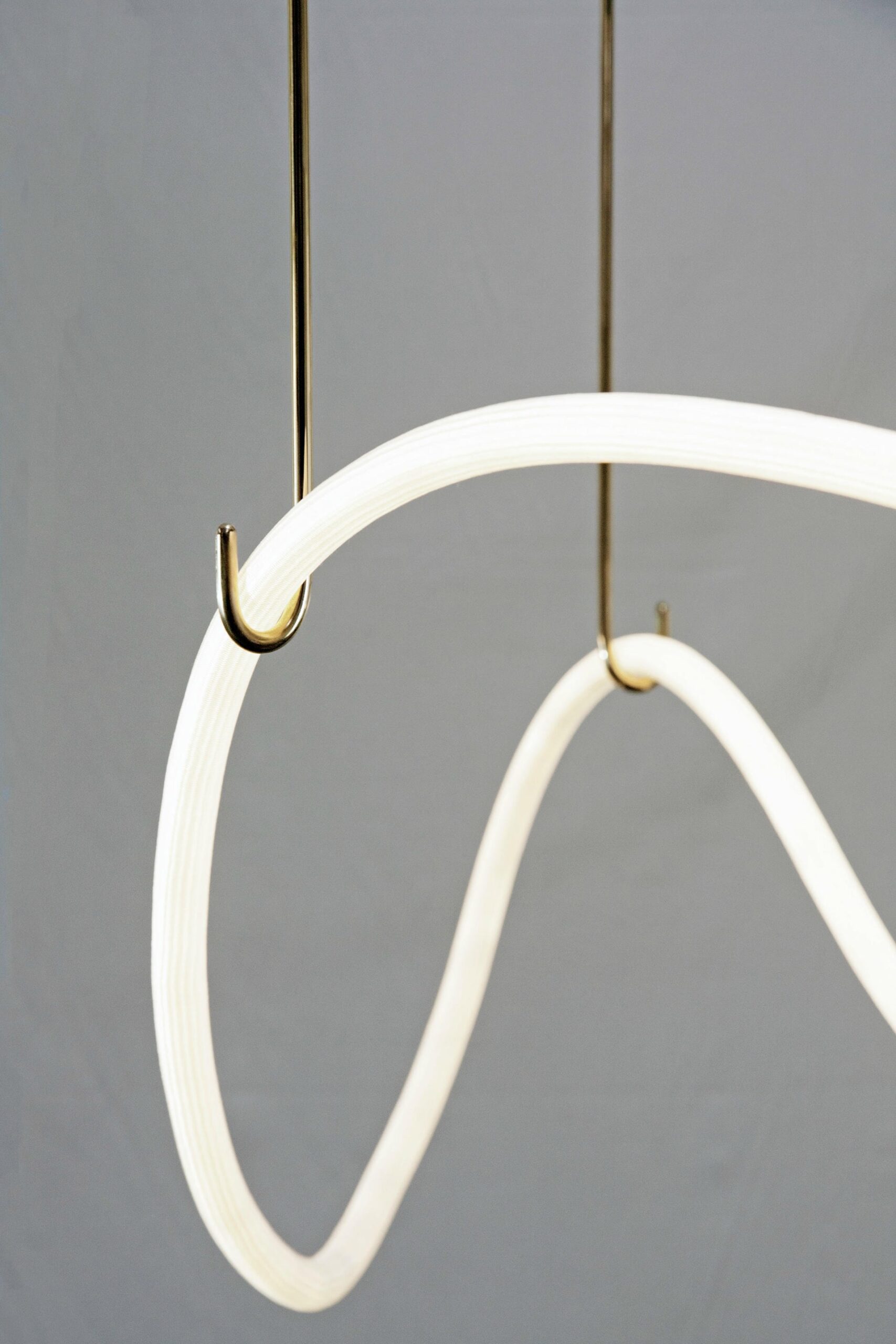 Unique Contemporary Flexible Form Satin Brass Pendant Light by Morghen Studio 8