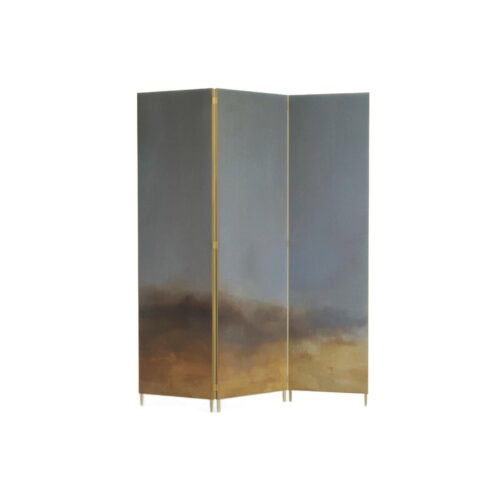 Unique Hand Painted Screen with Sculptural Brass by Jan Garncarek 1