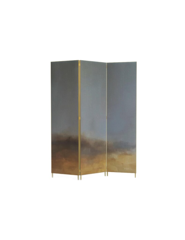 Unique Hand Painted Screen with Sculptural Brass by Jan Garncarek 1