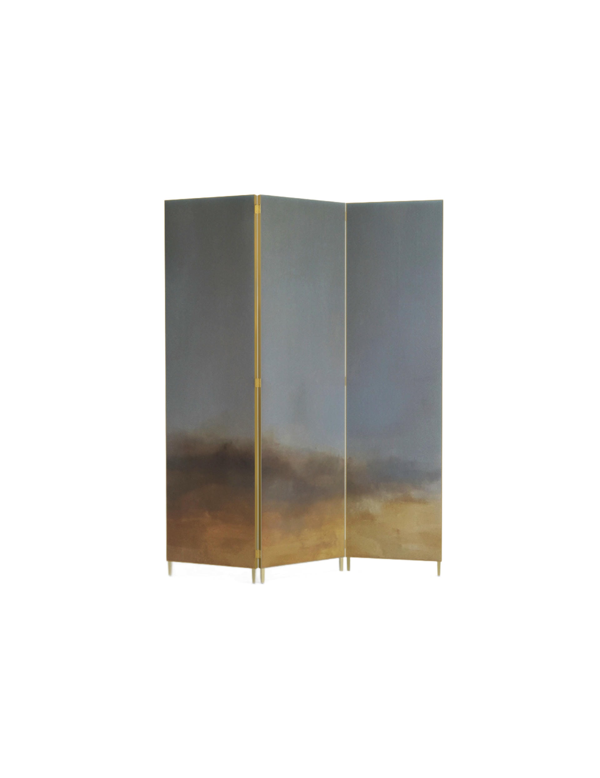 Unique Hand Painted Screen with Sculptural Brass by Jan Garncarek 1