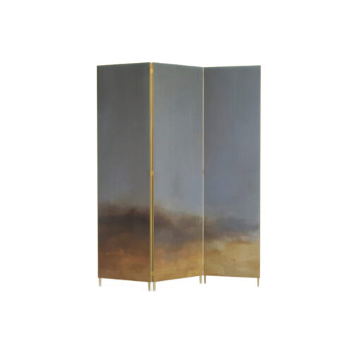 Unique Hand Painted Screen with Sculptural Brass by Jan Garncarek 1