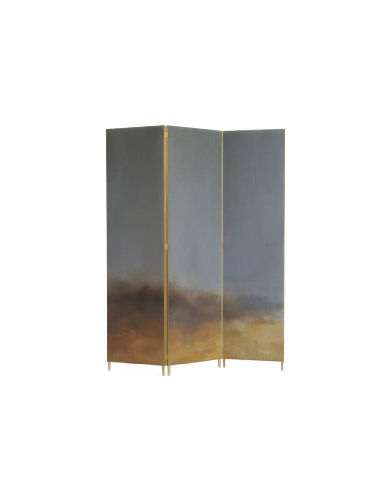 Unique Hand Painted Screen with Sculptural Brass by Jan Garncarek 1