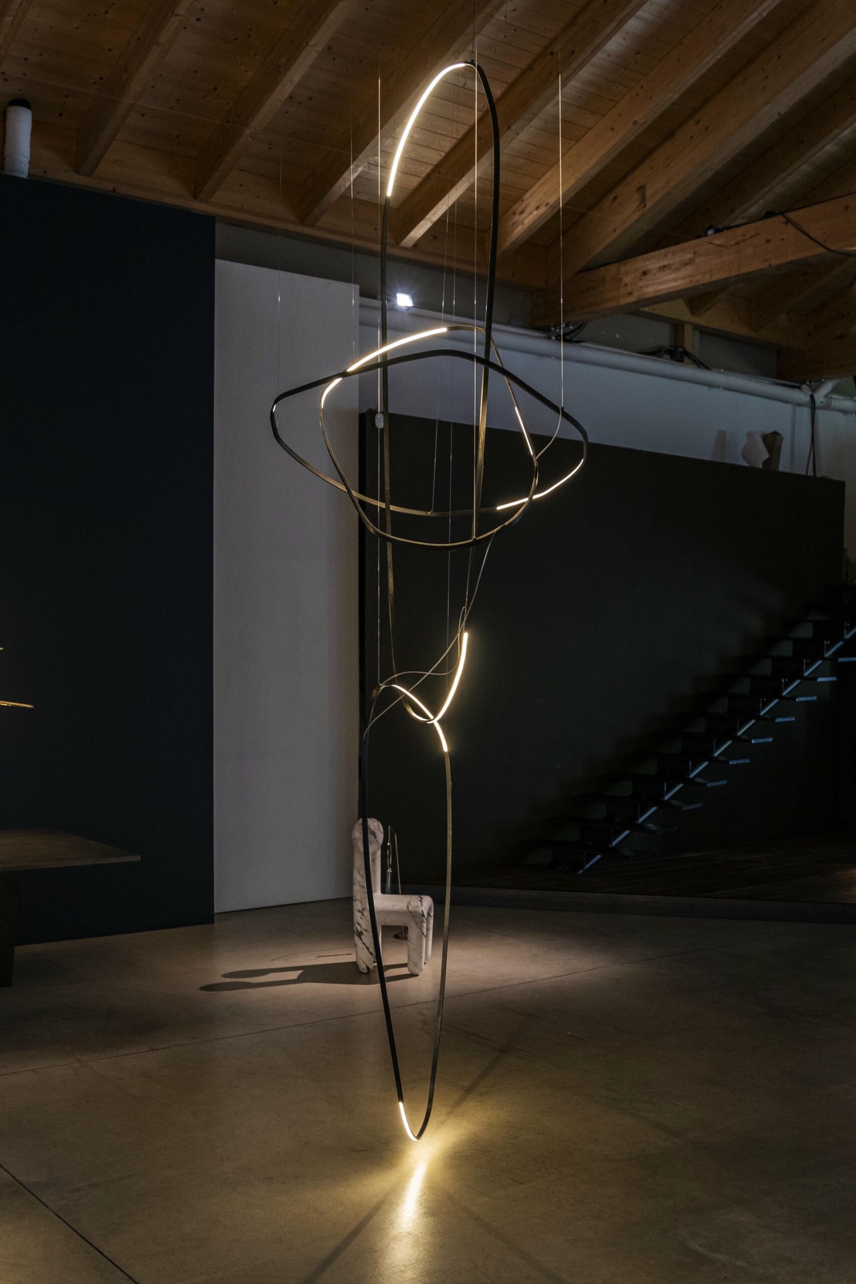 Unique Minimalist Contemporary Sculptural Brass Pendant Light by Morghen Studio 11