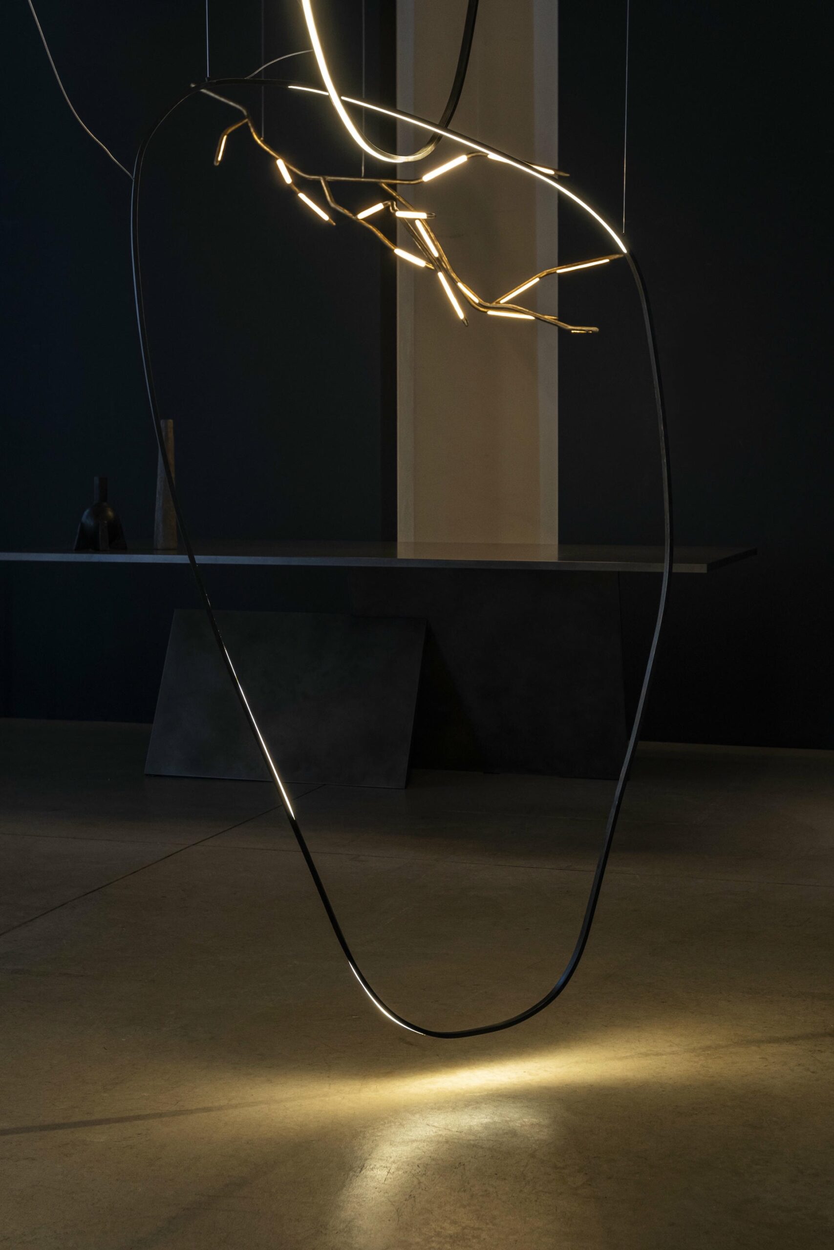 Unique Minimalist Contemporary Sculptural Brass Pendant Light by Morghen Studio 14