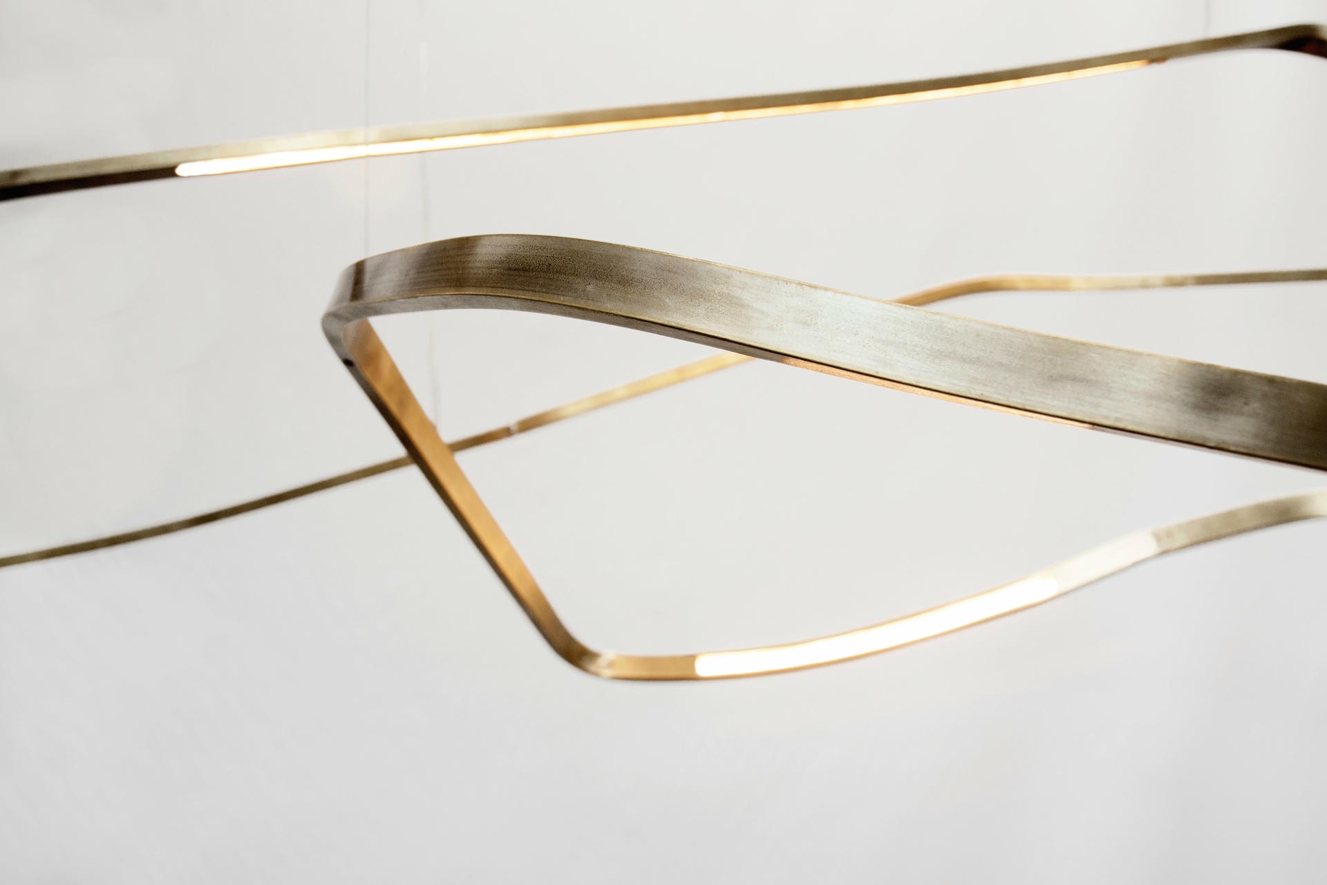 Unique Minimalist Contemporary Sculptural Brass Pendant Light by Morghen Studio 8