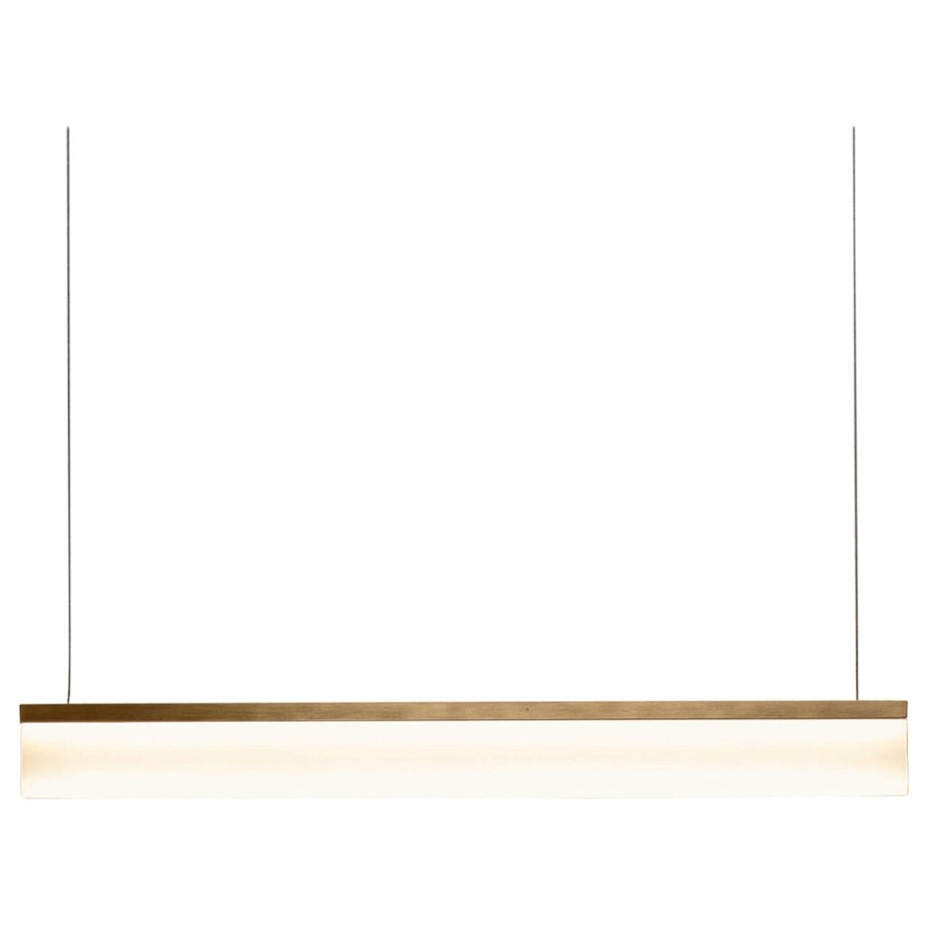 Warm Gold Frame Linear Contemporary Brass Pendant Light by Morghen Studio 1