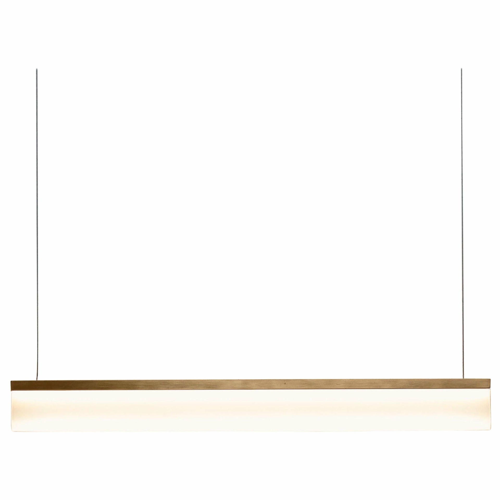 Warm Gold Frame Linear Contemporary Brass Pendant Light by Morghen Studio 1
