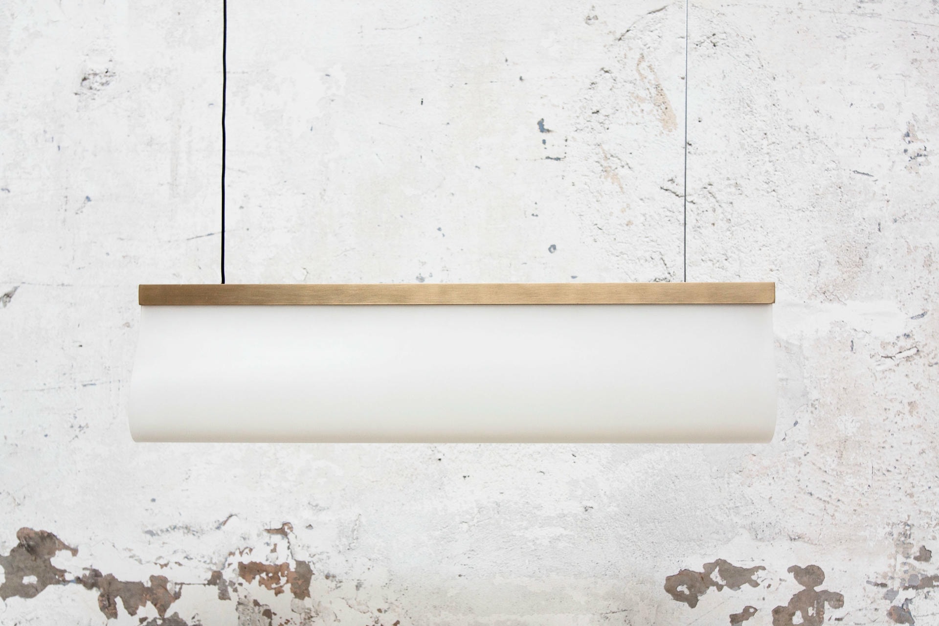 Warm Gold Frame Linear Contemporary Brass Pendant Light by Morghen Studio 4