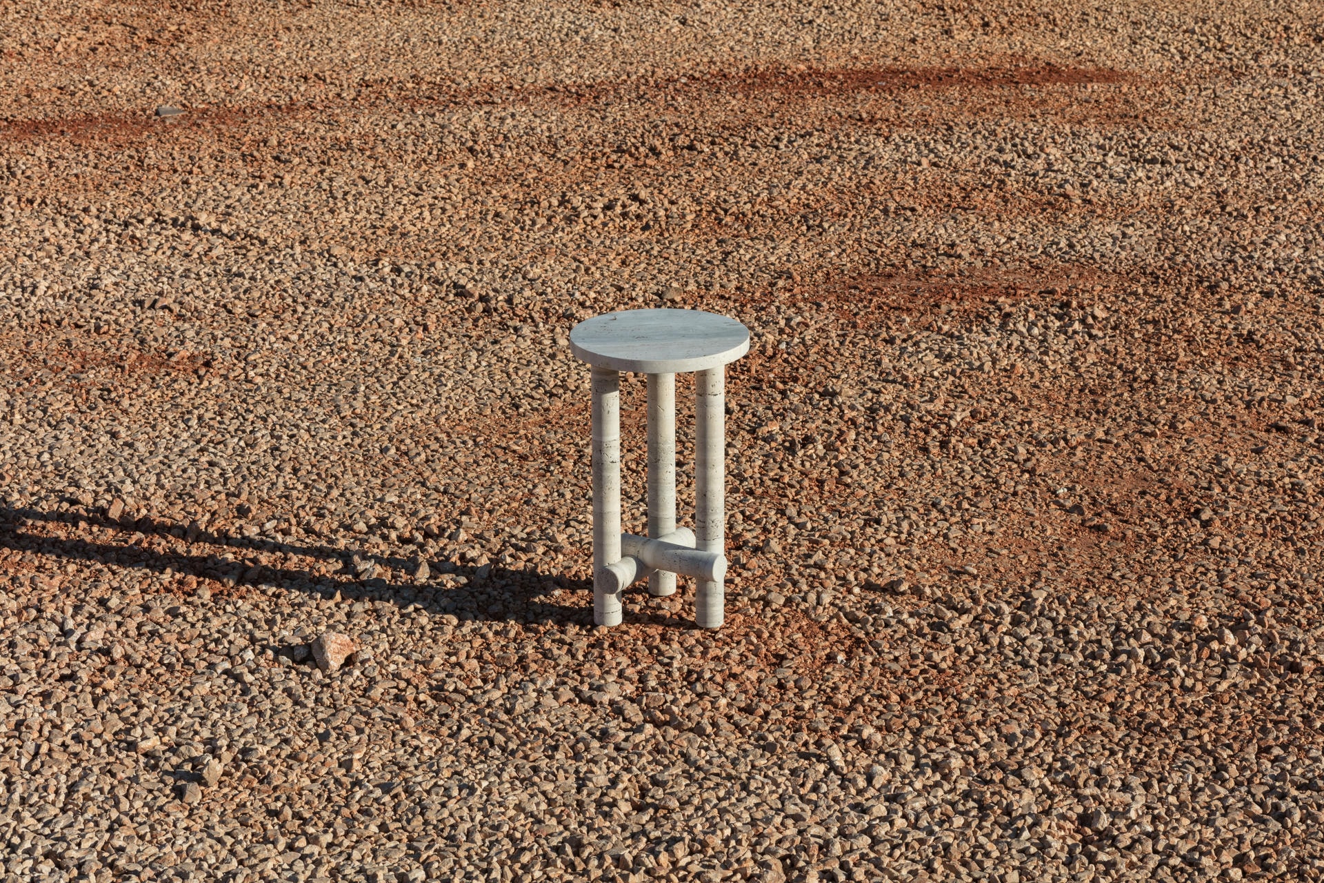Ensemble of Travertine Side Tables by Clรฉment Brazille 15