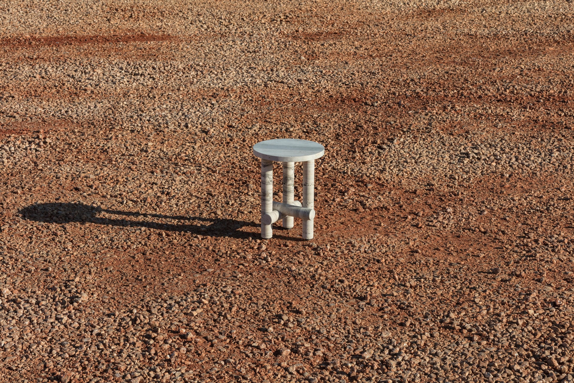 Ensemble of Travertine Side Tables by Clรฉment Brazille 16