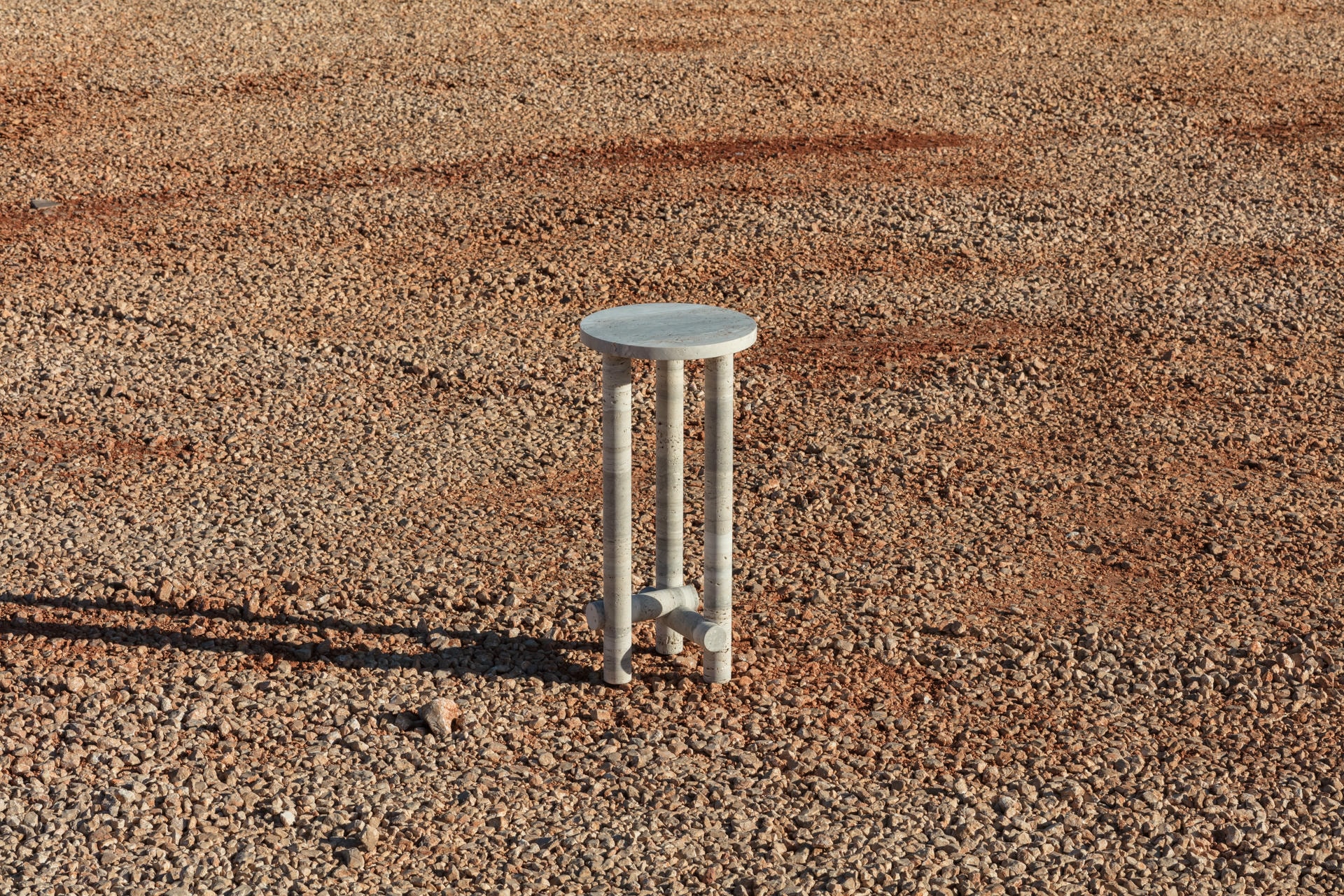 Ensemble of Travertine Side Tables by Clรฉment Brazille 17