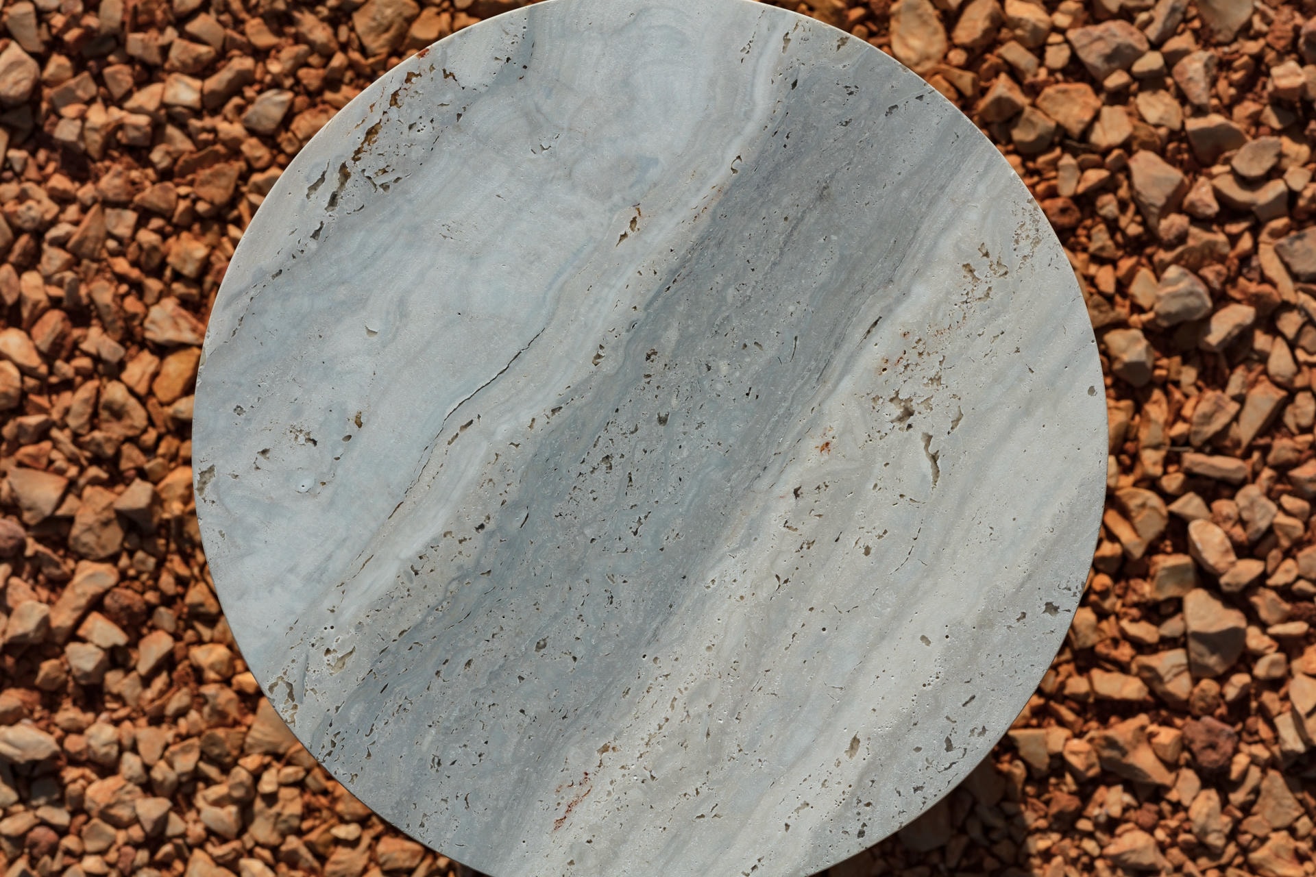 Ensemble of Travertine Side Tables by Clรฉment Brazille 19