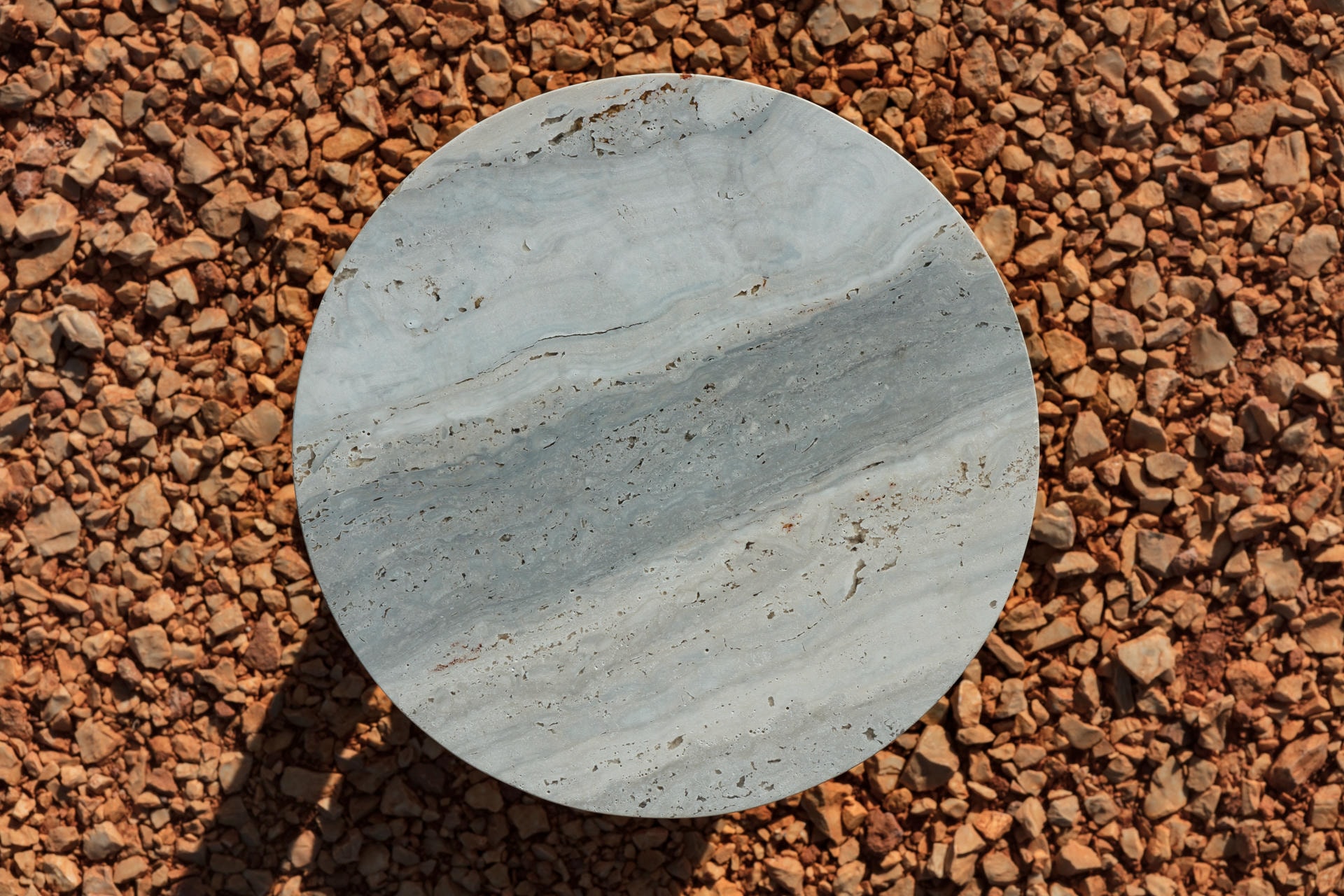 Ensemble of Travertine Side Tables by Clรฉment Brazille 20