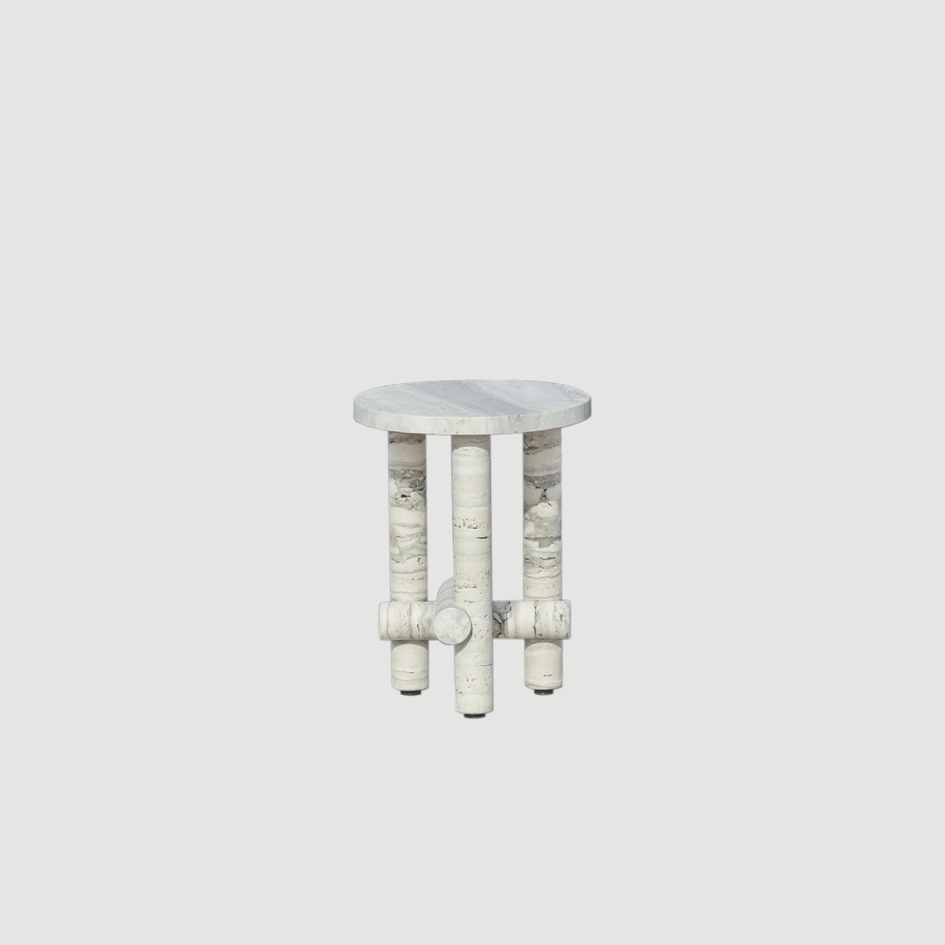 Ensemble of Travertine Side Tables by Clรฉment Brazille 3