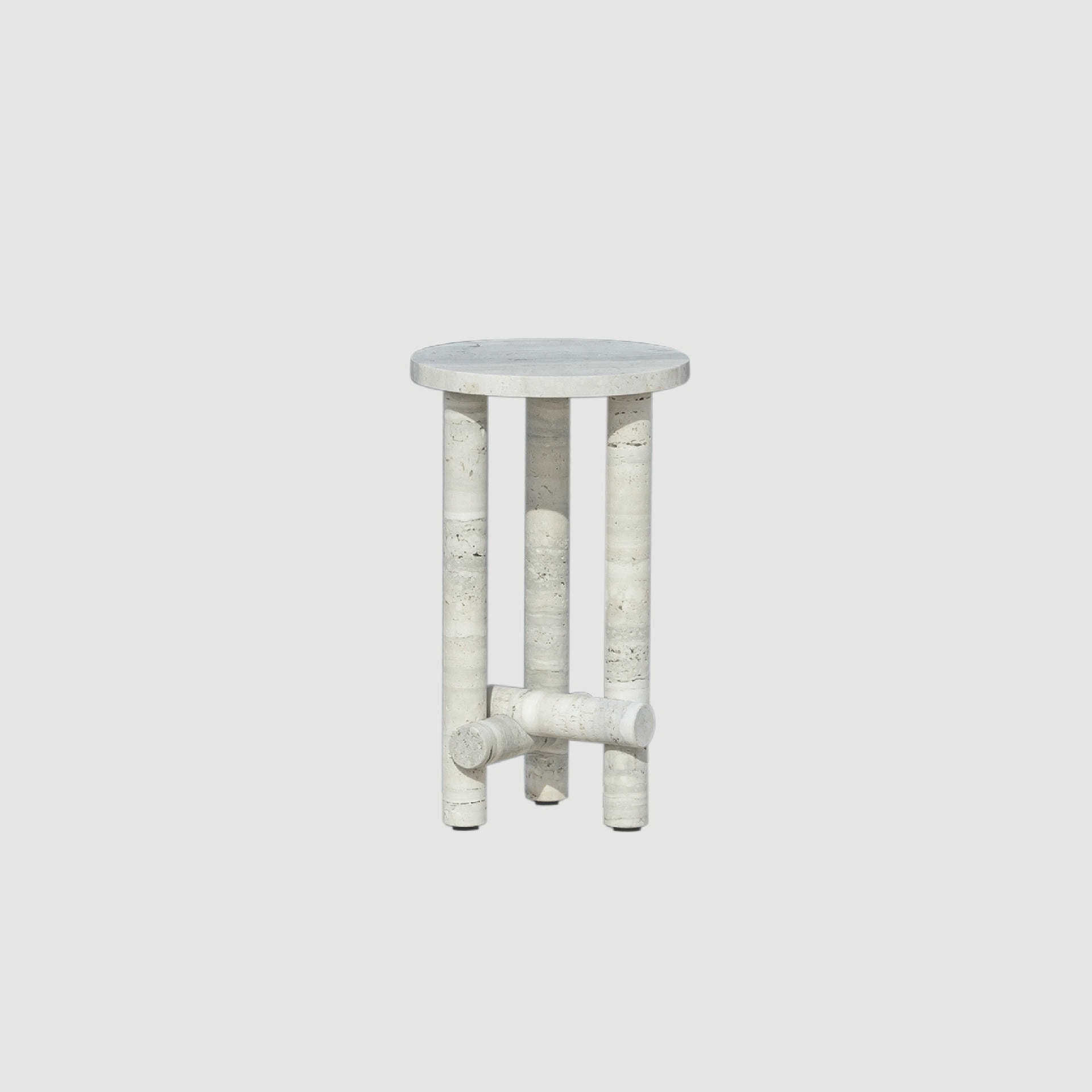 Ensemble of Travertine Side Tables by Clรฉment Brazille 4