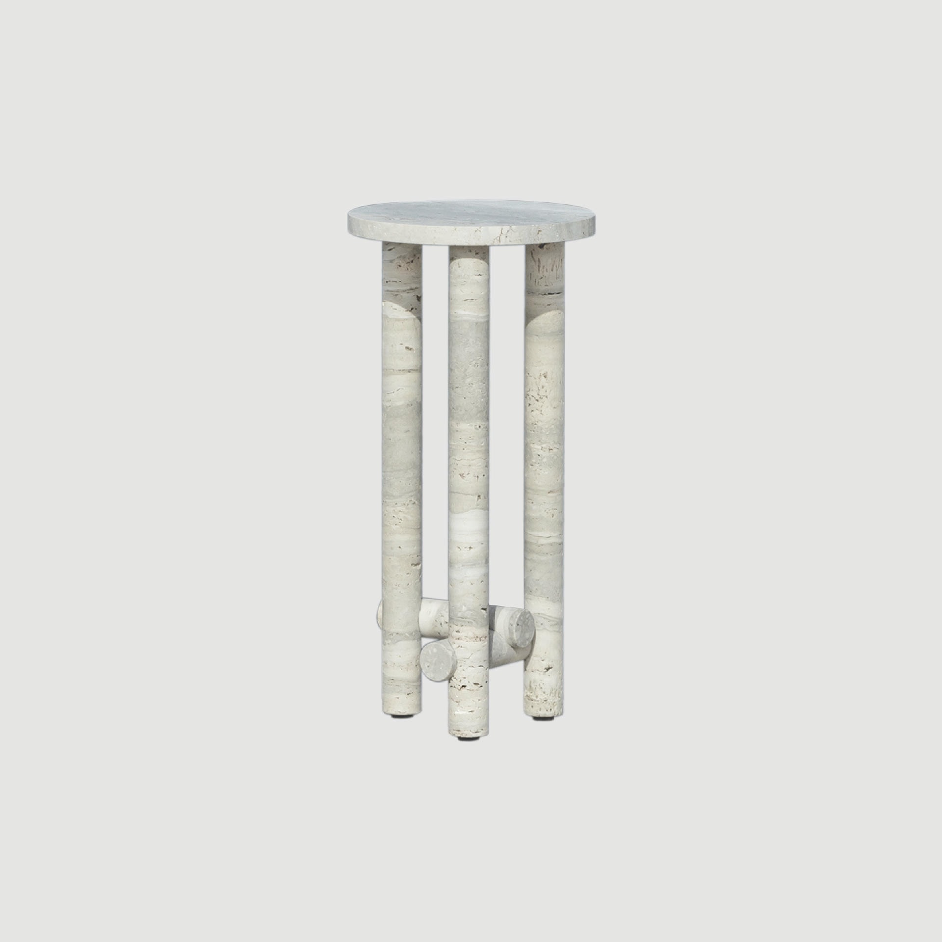 Ensemble of Travertine Side Tables by Clรฉment Brazille 5