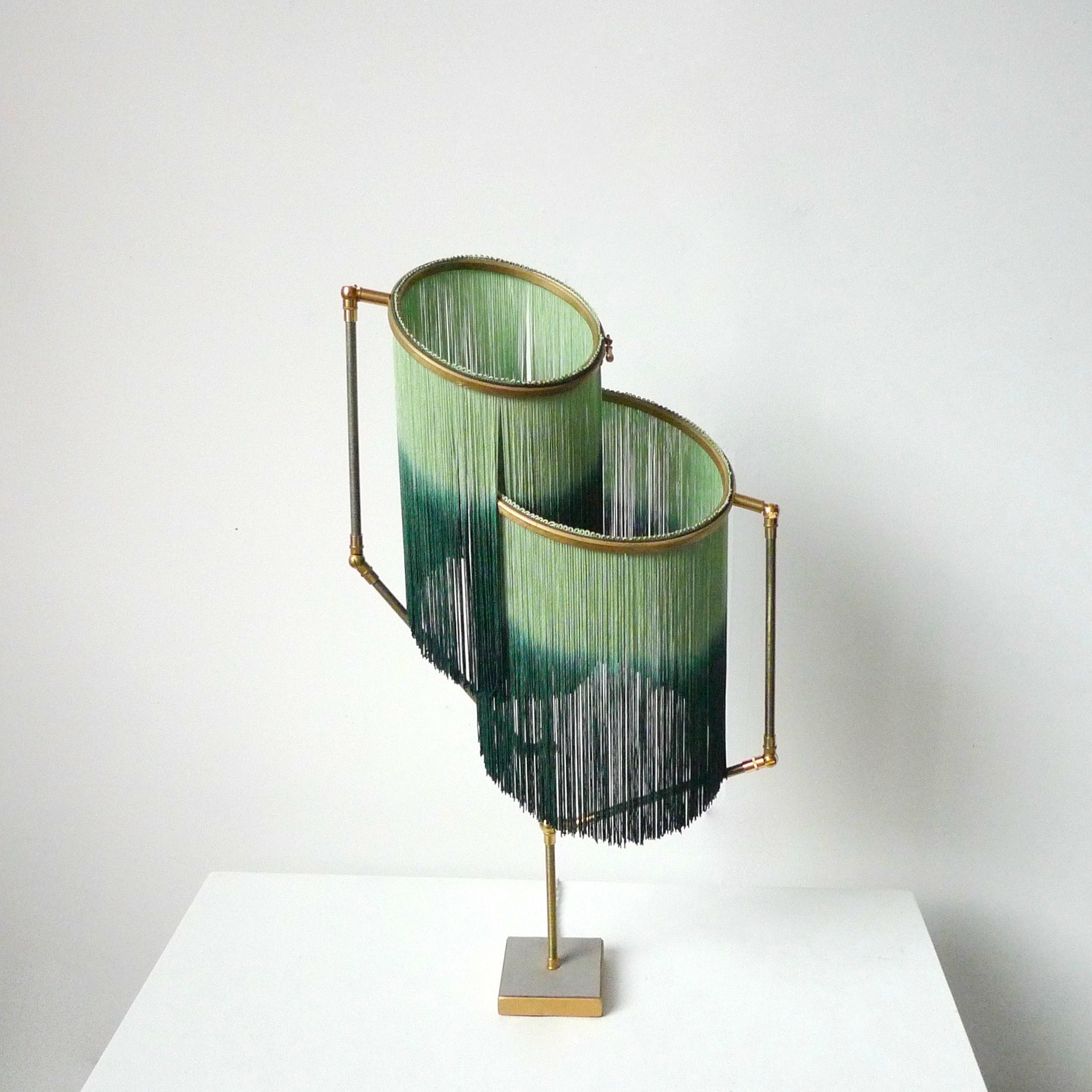 No 21 Green Fringes Dip Dyed Contemporary Art Table Lamp by Sander Bottinga 4