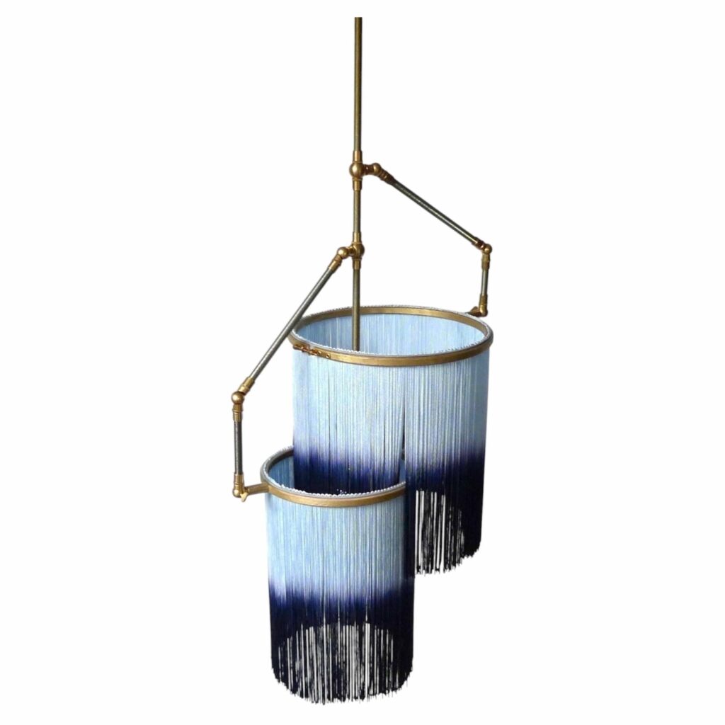 No23 A Blue Charme Fringes Dip Dyed Pendant Lamp by Sander Bottinga 1