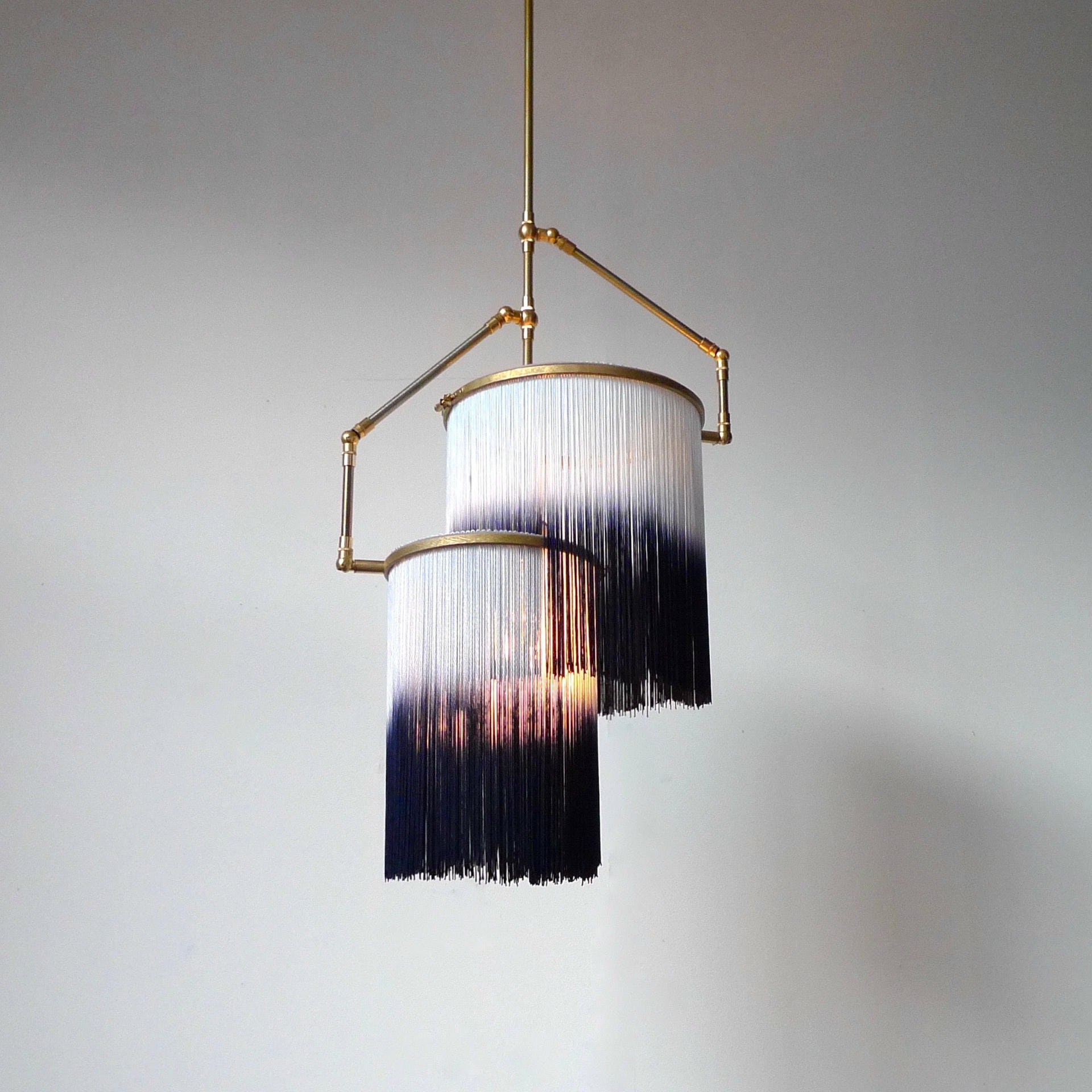 No23 A Blue Charme Fringes Dip Dyed Pendant Lamp by Sander Bottinga 4