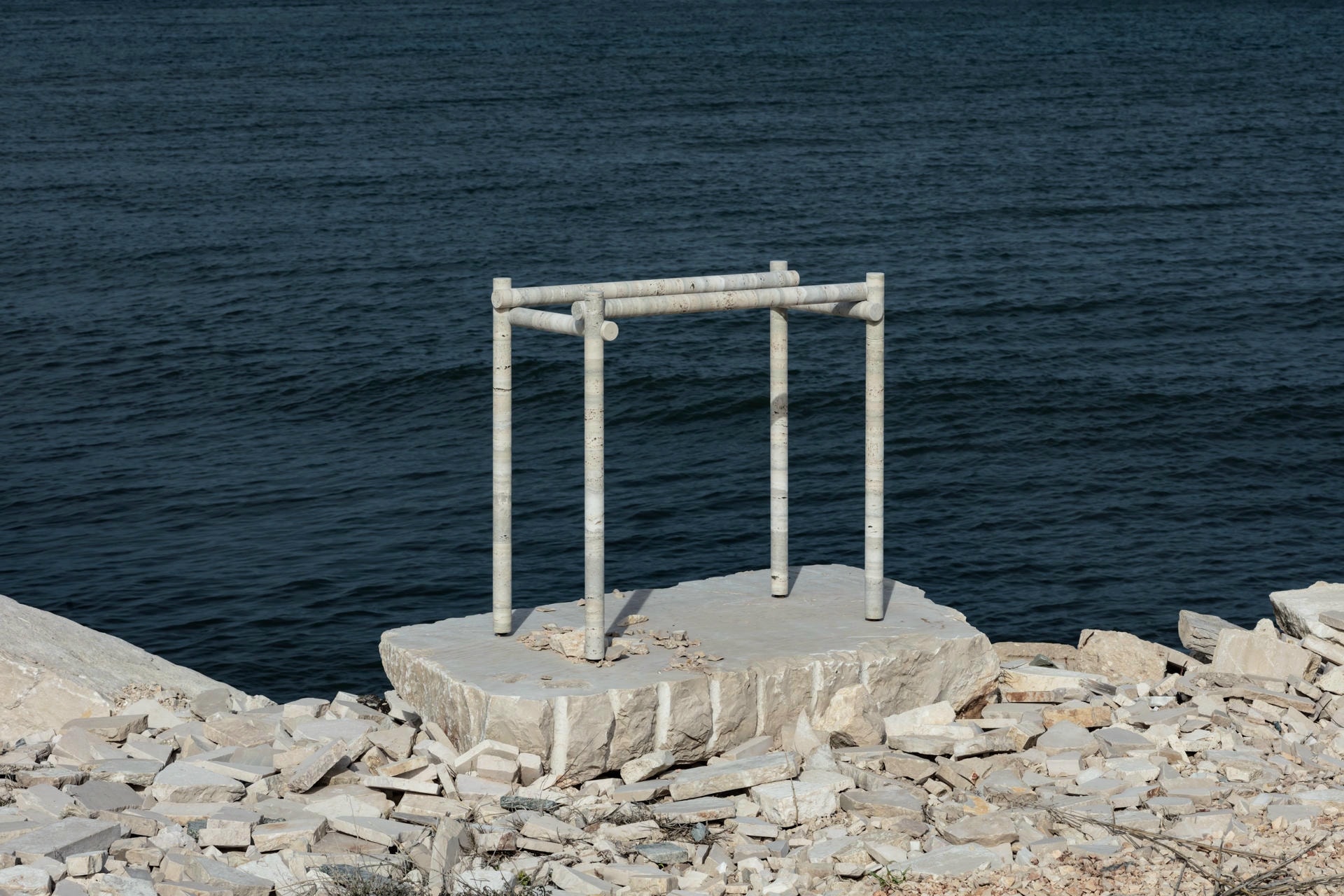 Original Ocean Travertine Coffee Table by Clรฉment Brazille 10