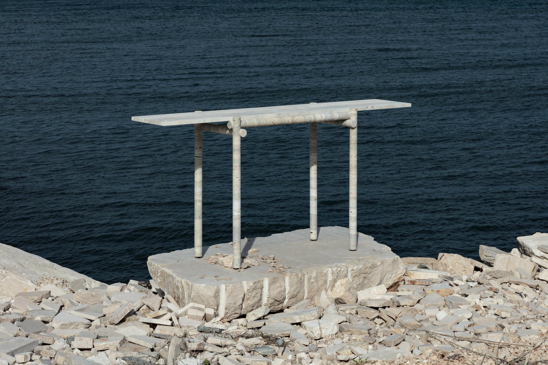 Original Ocean Travertine Coffee Table by Clรฉment Brazille 9