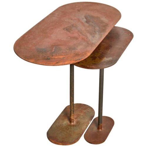 Pair of Oxidized Ellipses Table Signed by Pia Chevalier 0