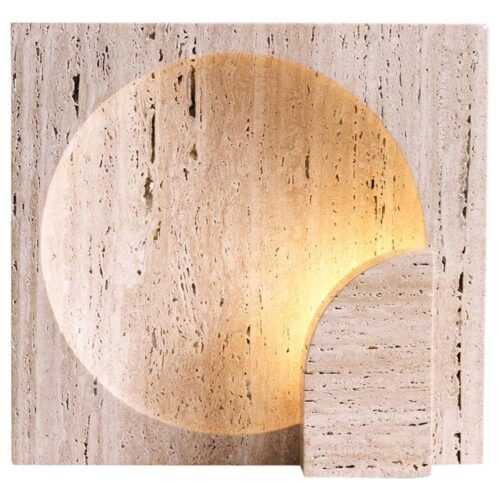 Block Sculpted Travertine Table Lamp by Henry Wilson 0