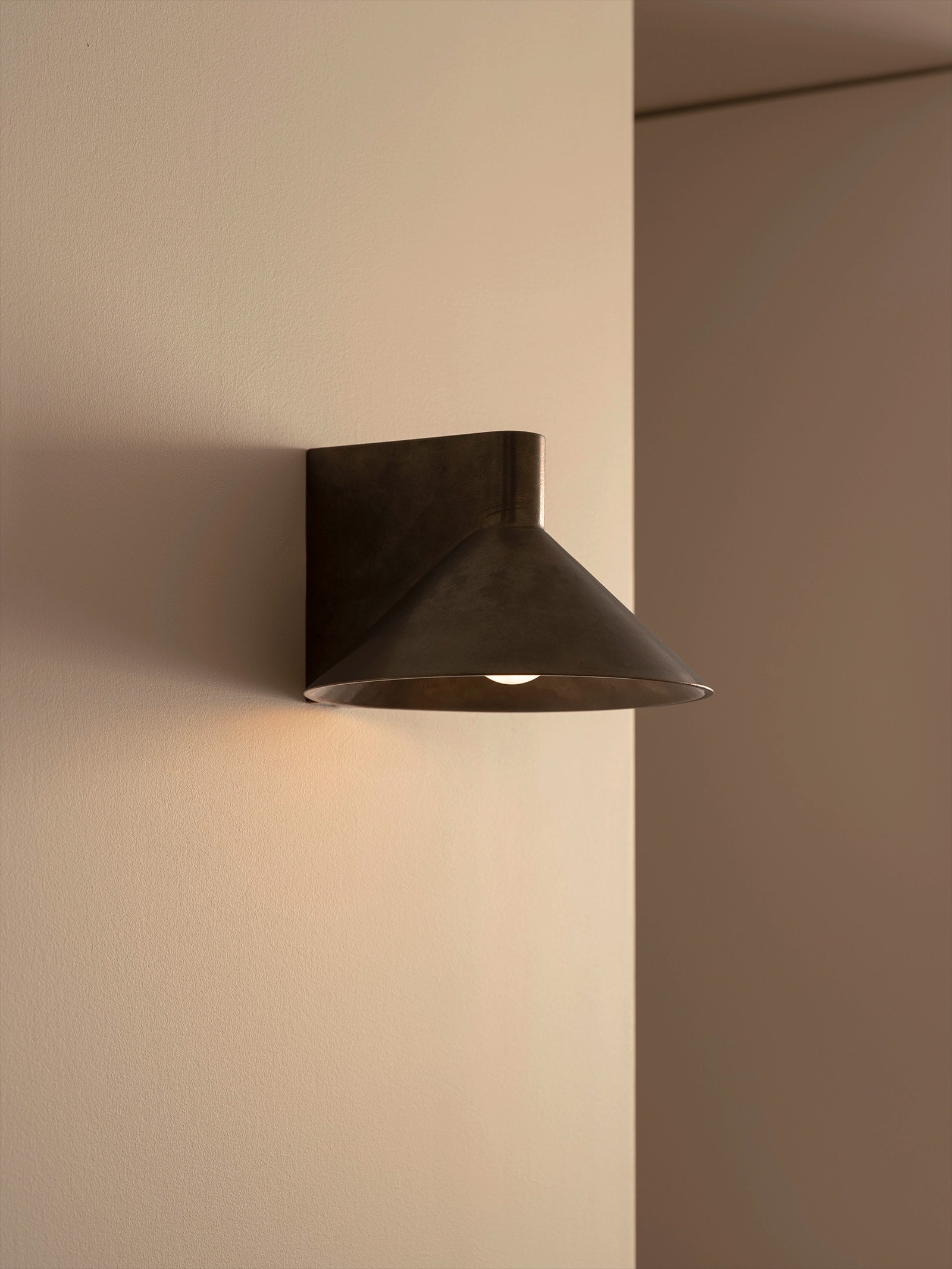 Contemporary Blackened Bronze Conical Wall Light by Henry Wilson 7