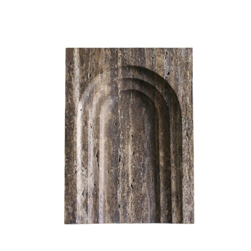 Contemporary Coffee Travertine Block Dish with Arched Details by Henry Wilson 1