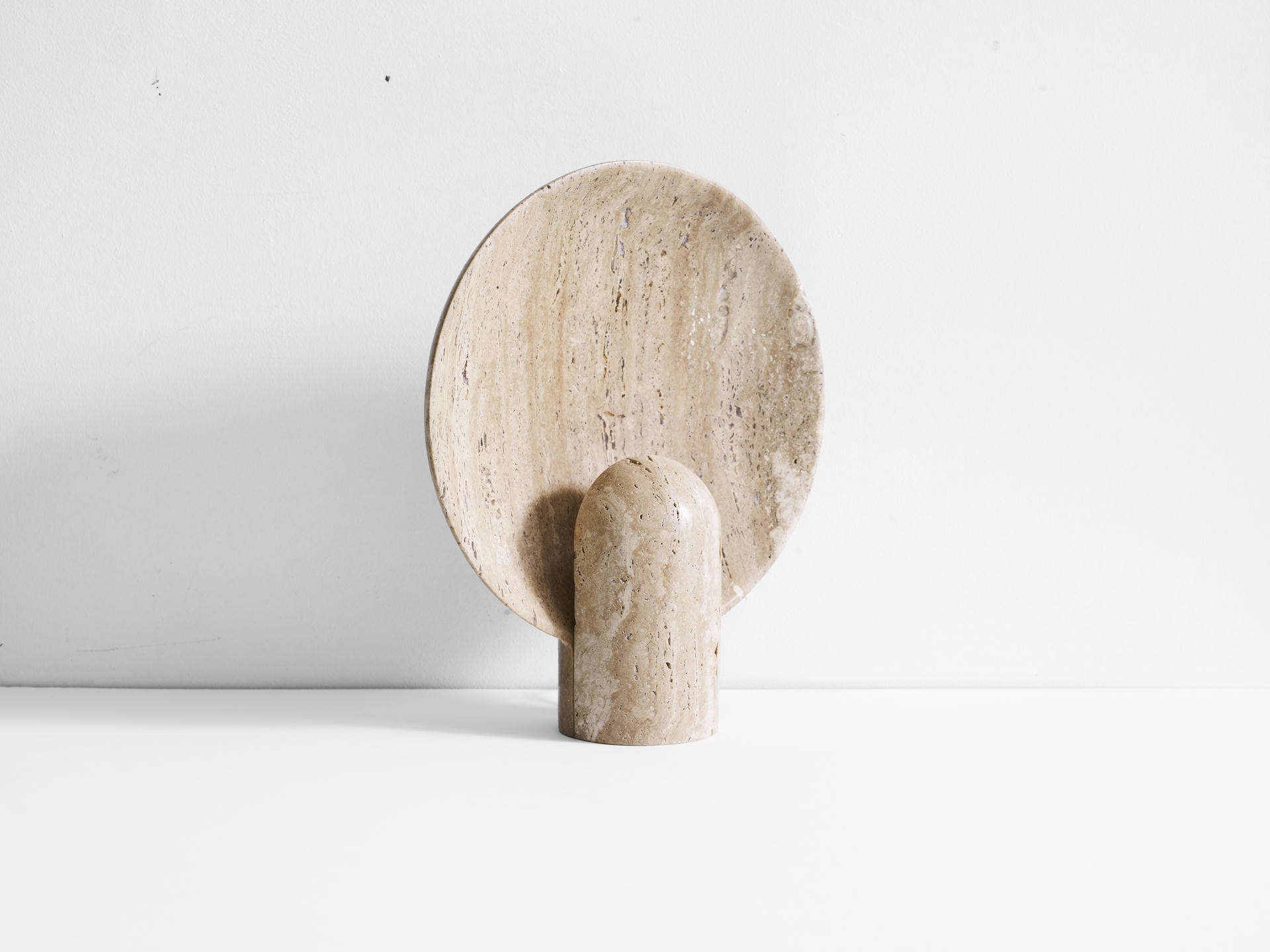Contemporary Light Beige Travertine Surface Sconce by Henry Wilson 2