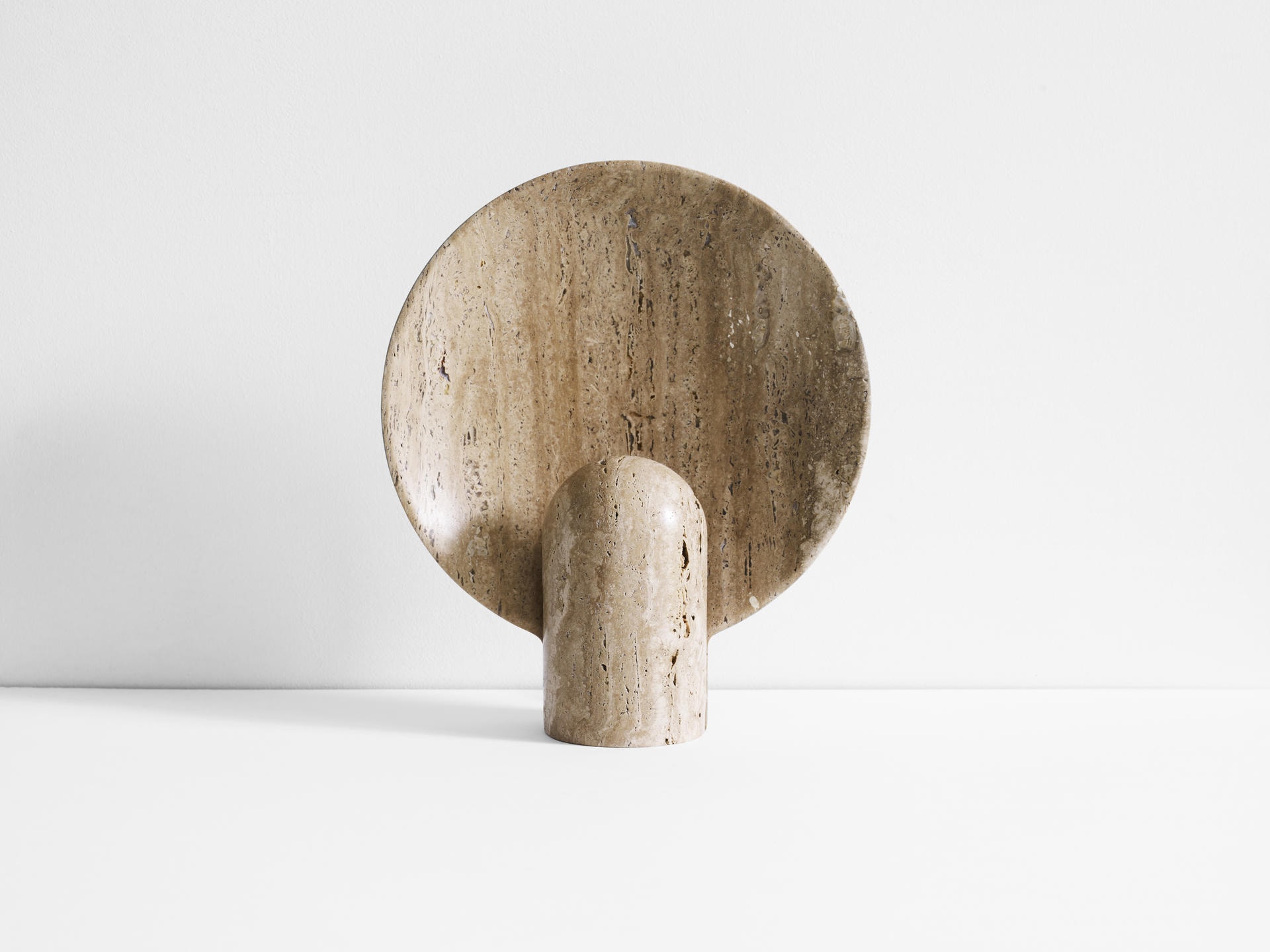 Contemporary Light Beige Travertine Surface Sconce by Henry Wilson 4