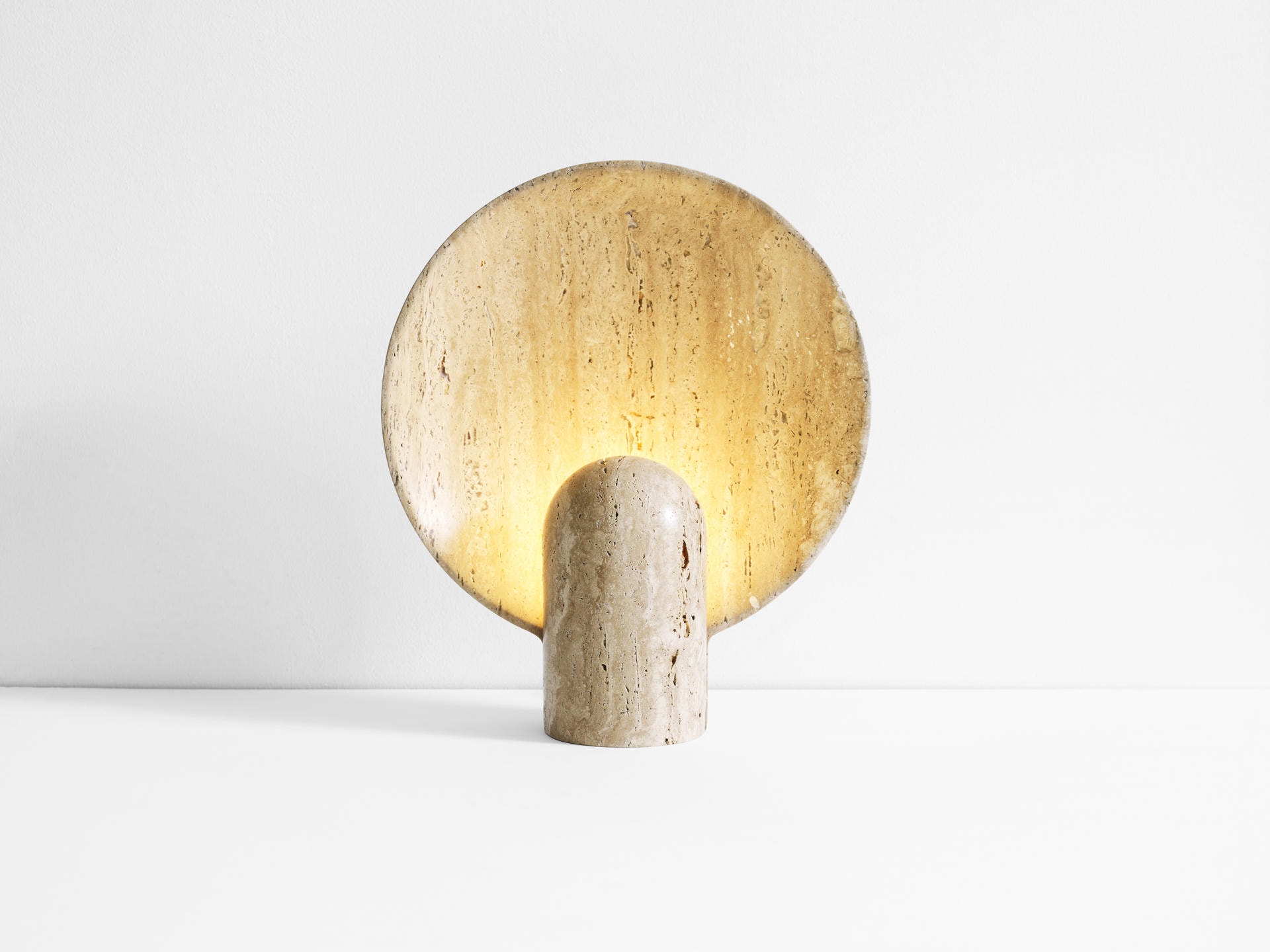 Contemporary Light Beige Travertine Surface Sconce by Henry Wilson 5