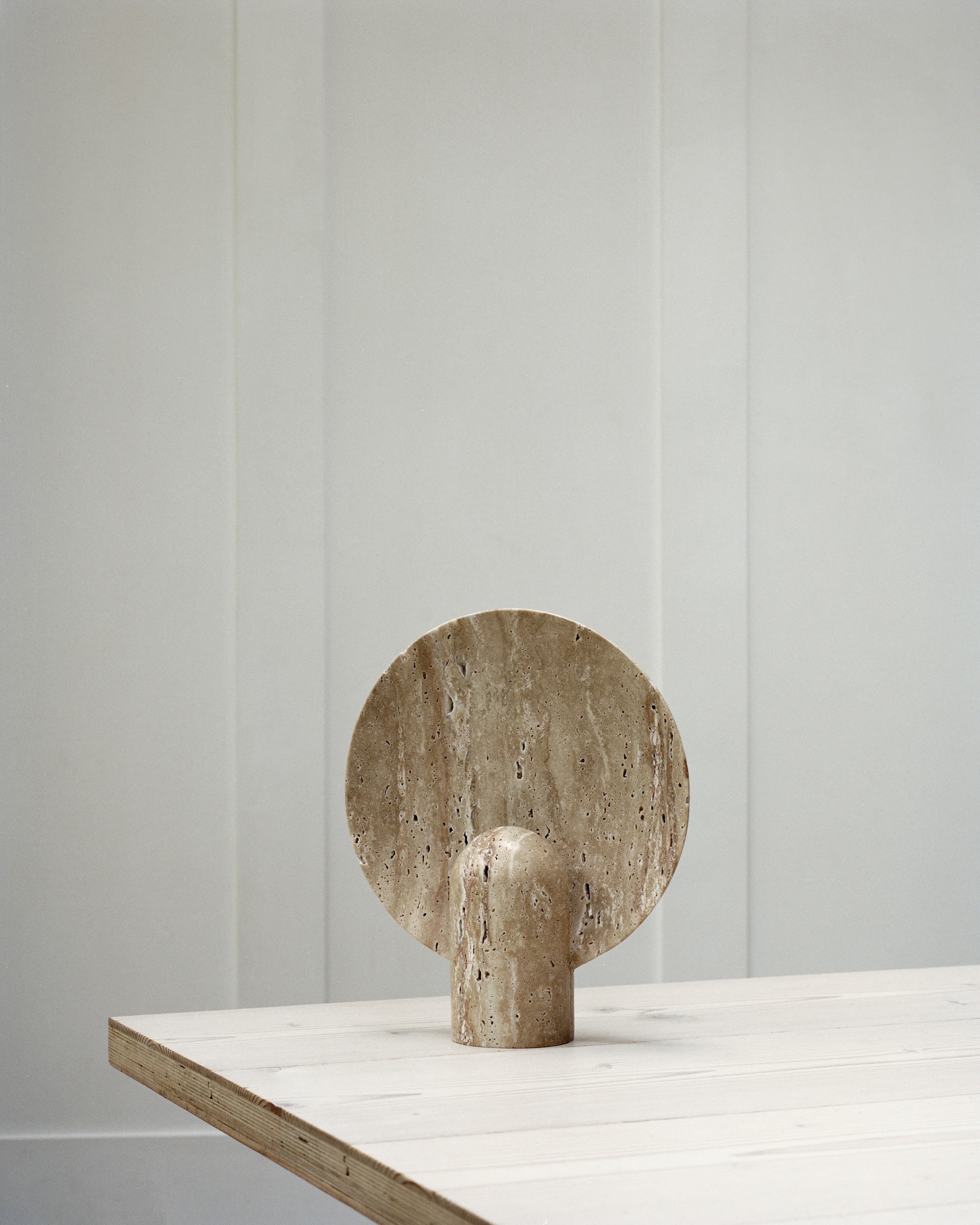Contemporary Light Beige Travertine Surface Sconce by Henry Wilson 7