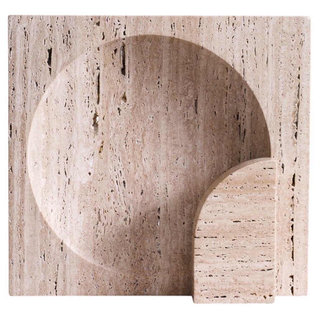 Contemporary Natural Beige Classico Travertine Block Sconce by Henry Wilson 1