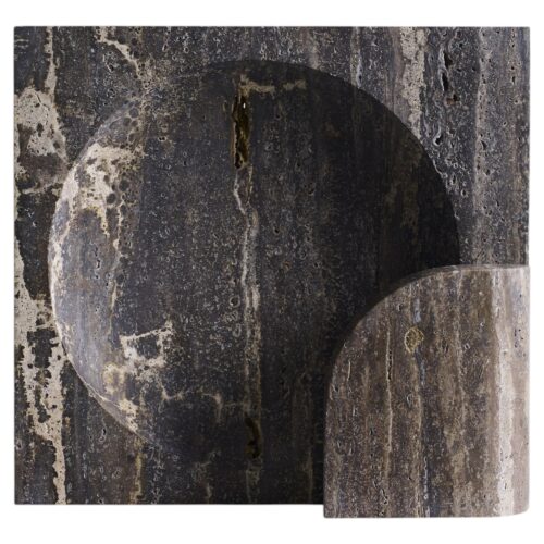 Quarter Circle and Square Black Travertine Block Sconce by Henry Wilson 1