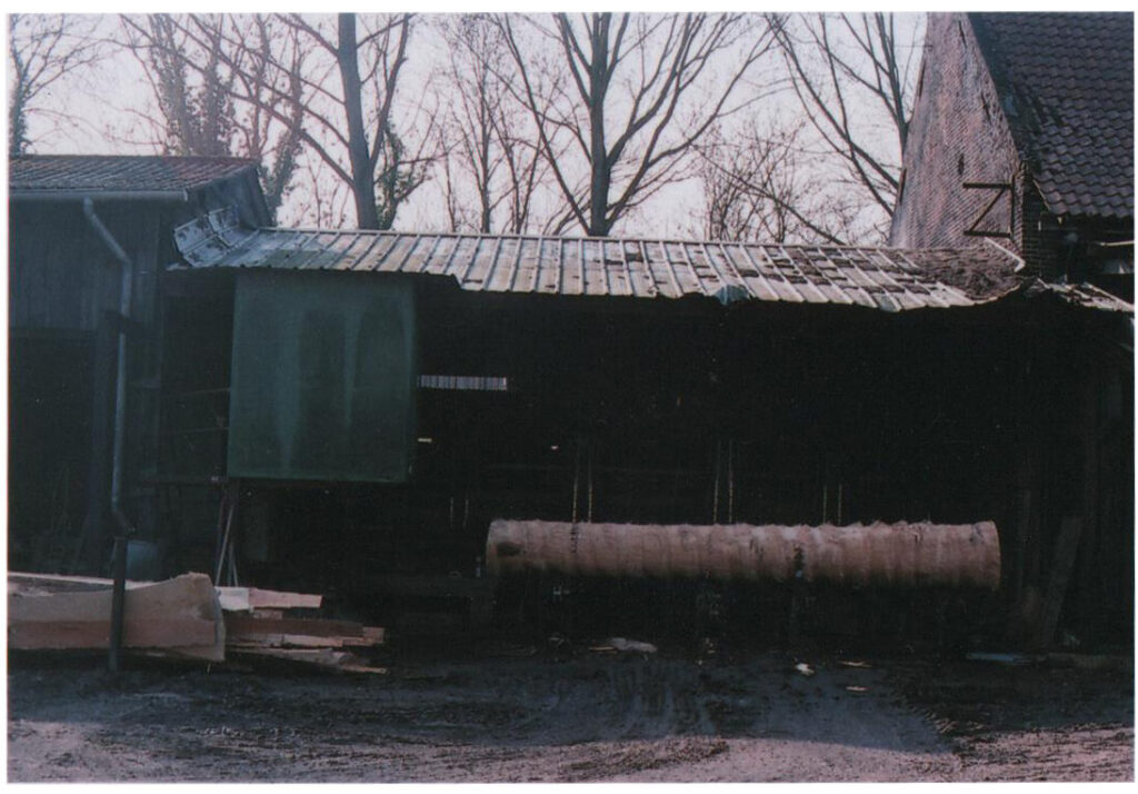 local sawmill trunk without bark rotated