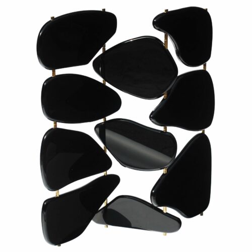 Black Pebble Wood Metal Contemporary Belix Folding Screen By Stefan Leo 1