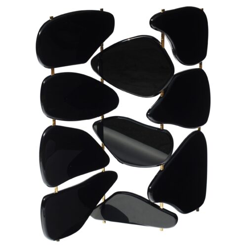Black Pebble Wood Metal Contemporary Belix Folding Screen By Stefan Leo 1