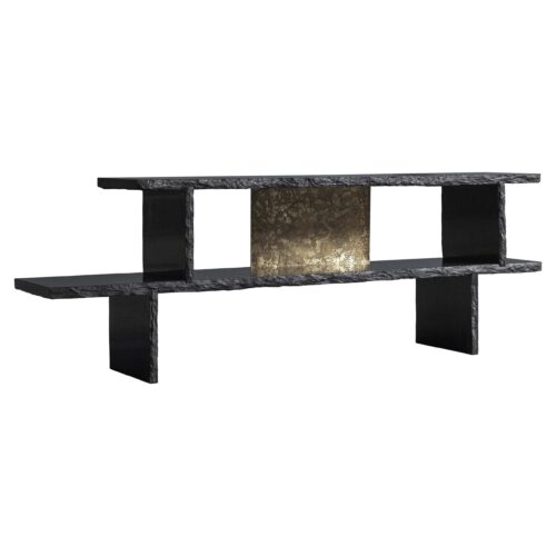 Brass and Slate Sculpted Buffet by Frederic Saulou 1