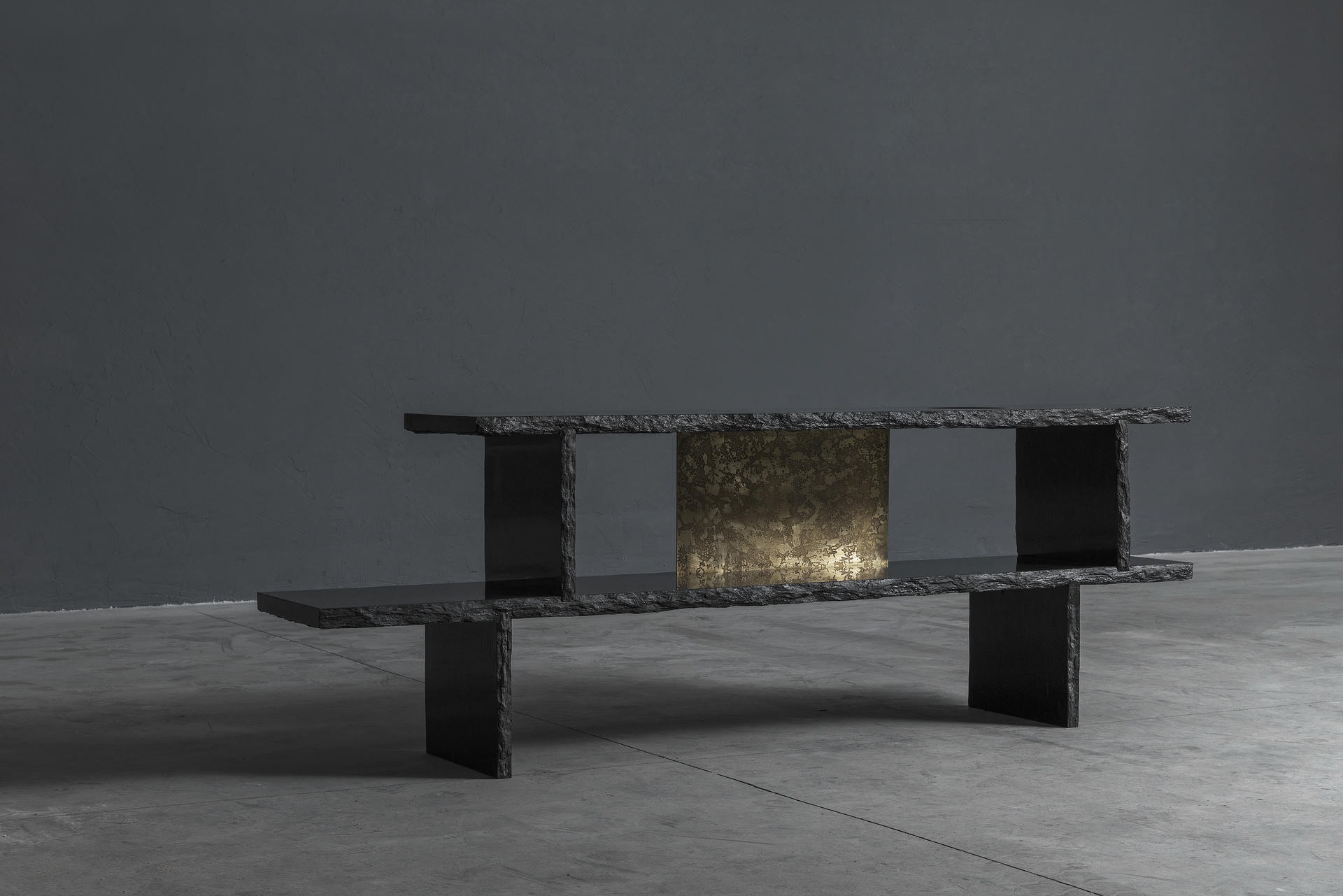 Brass and Slate Sculpted Buffet by Frederic Saulou 2